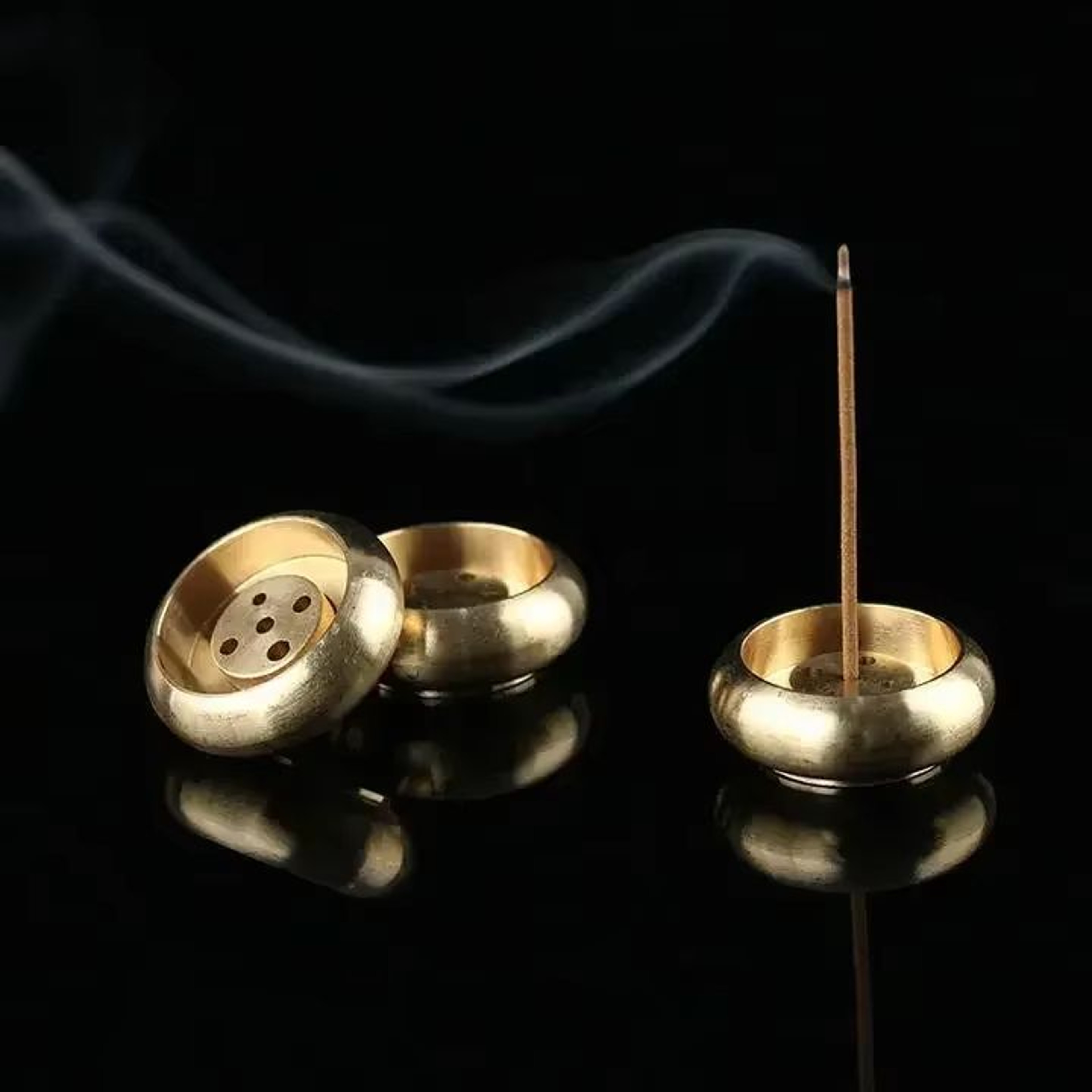 Bronze Lotus Alloy Incense Burner Plate Stick Holder Zen Meditation Decor 6