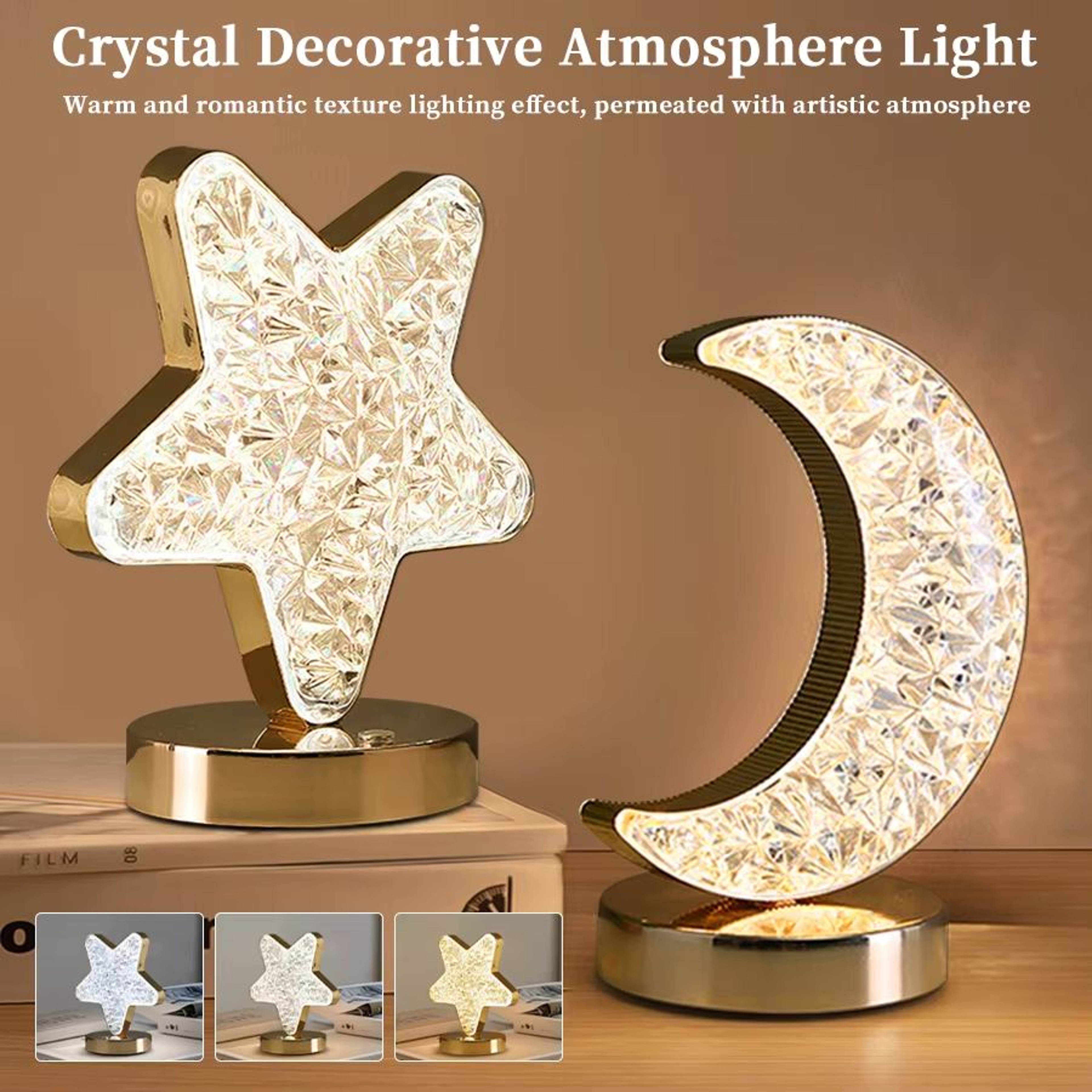 Ramadan Starry Moon LED Night Light Plug Powered Touch Dimmable Bedside Lamp 1