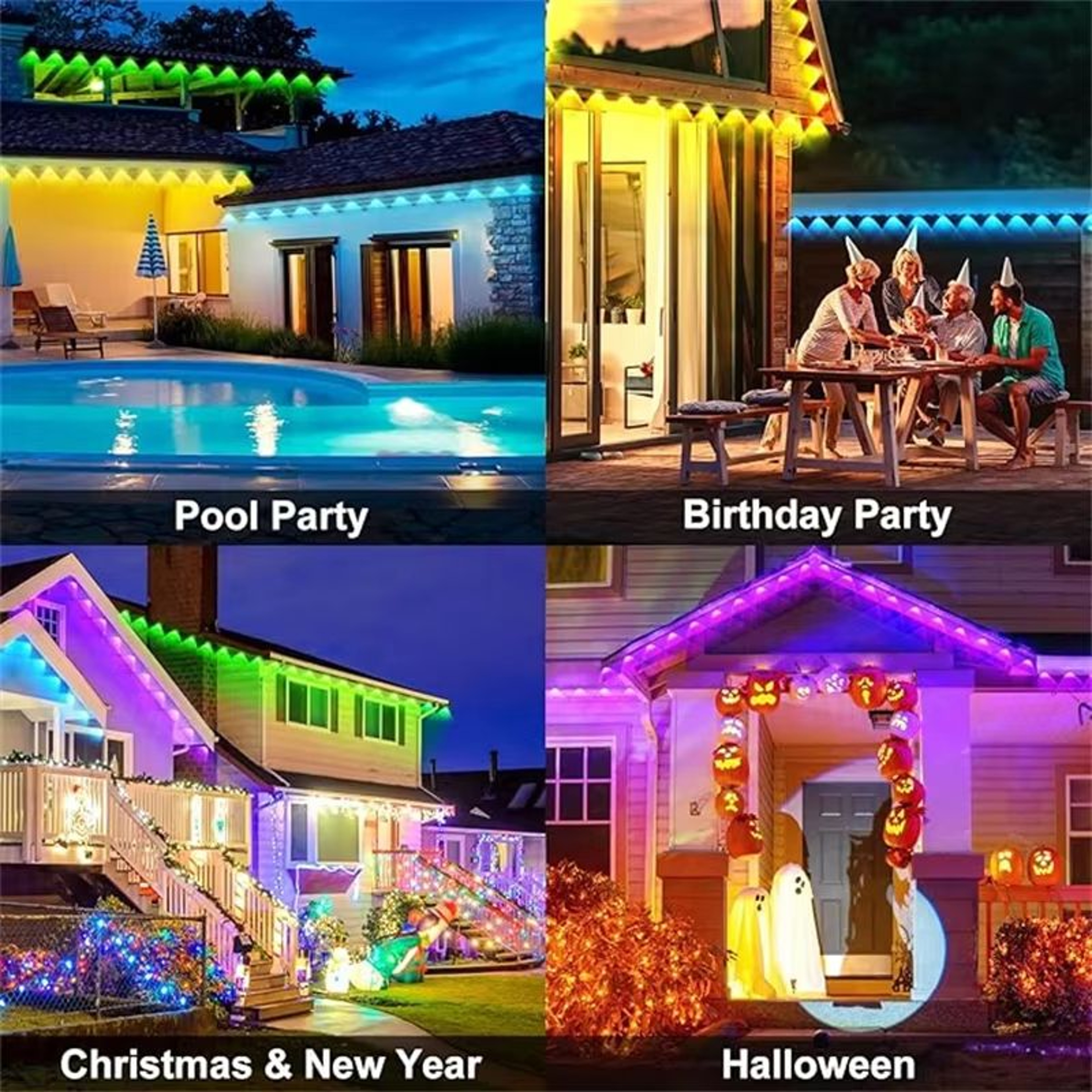 Smart RGB Eave Lights Permanent Outdoor LED String For Home Decor 3