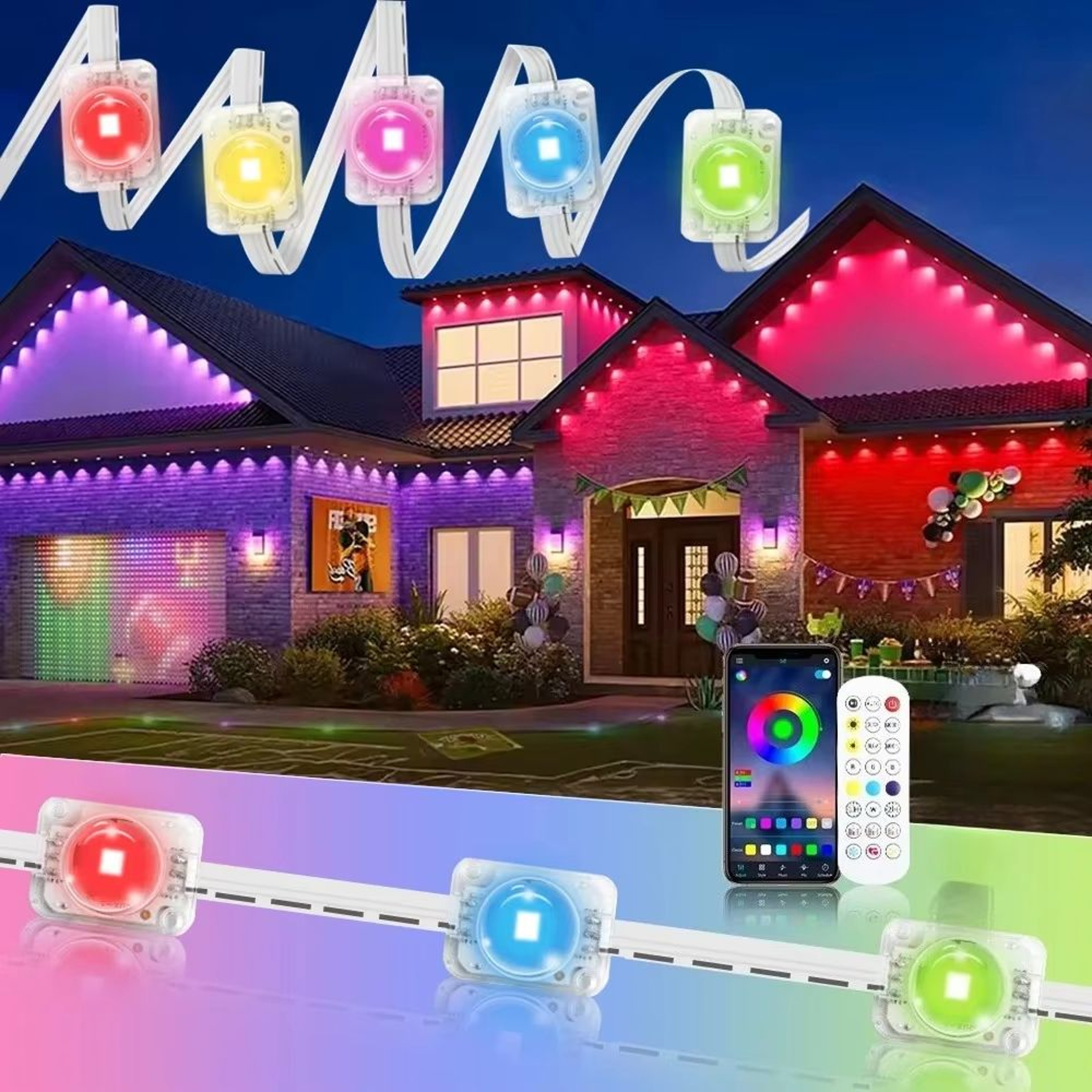 Smart RGB Eave Lights Permanent Outdoor LED String For Home Decor 6