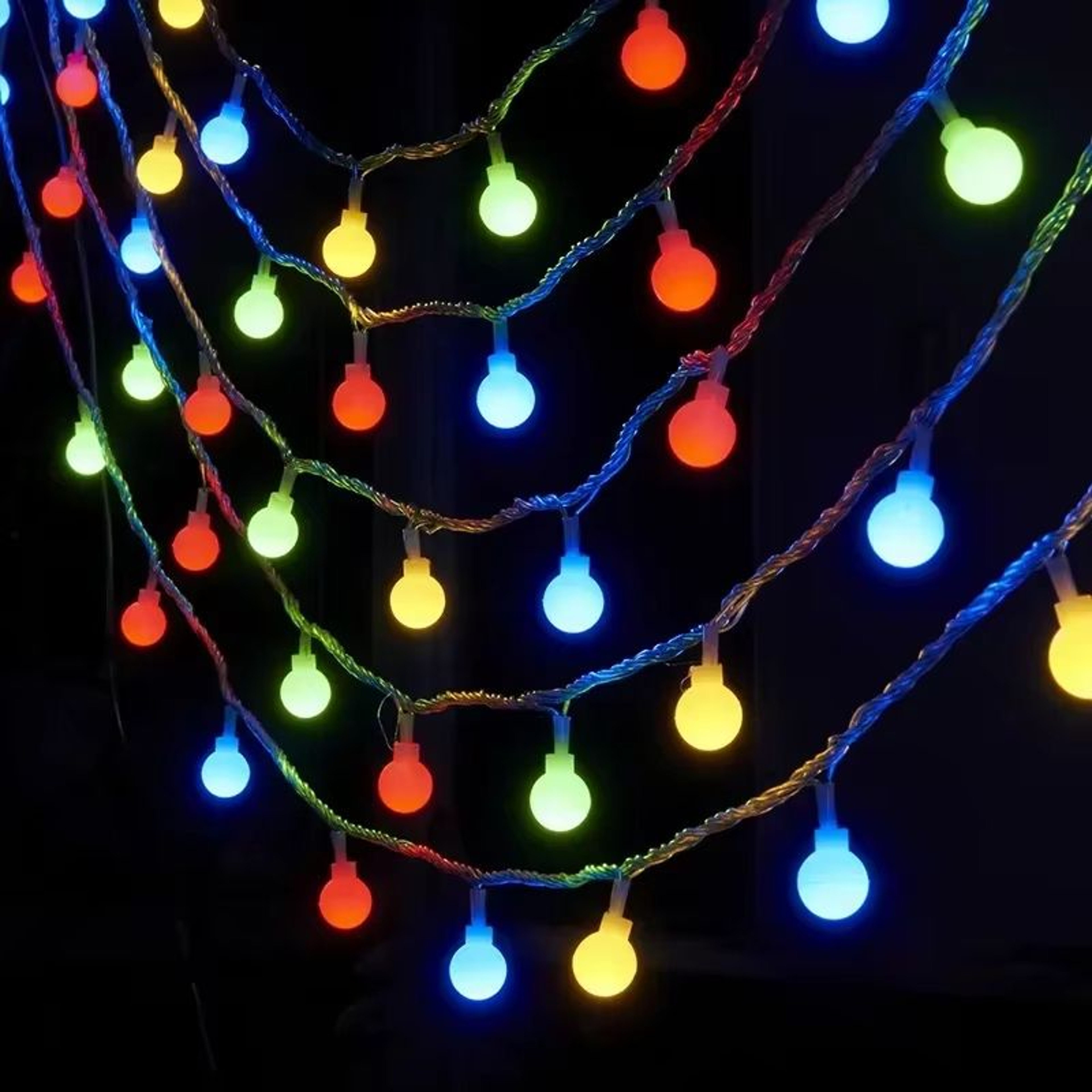 Battery Powered White Ball String Lights 15m 10 LED Fairy Garland 6