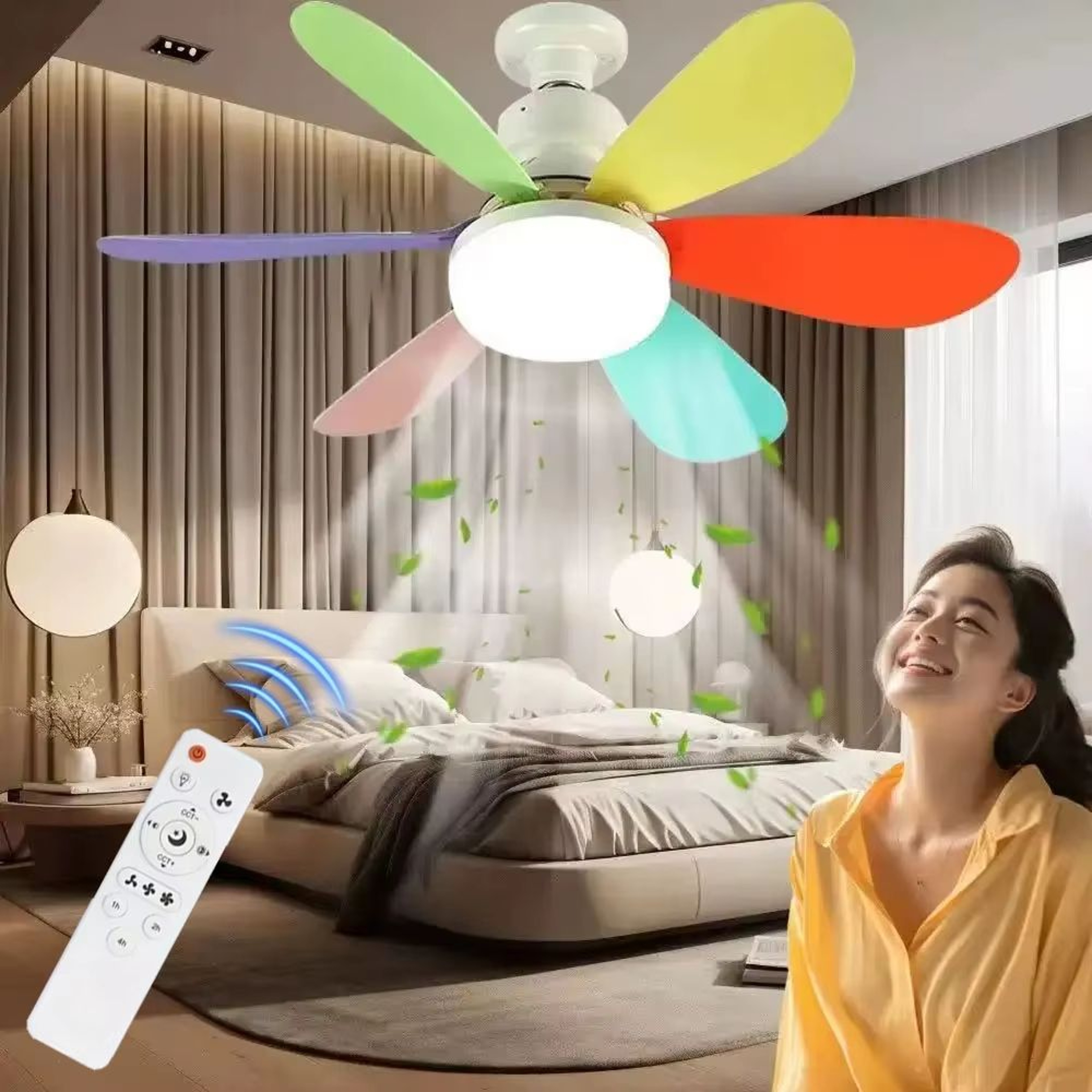 Modern E27 Ceiling Fan Light With Remote Control And Dimmable LED 1