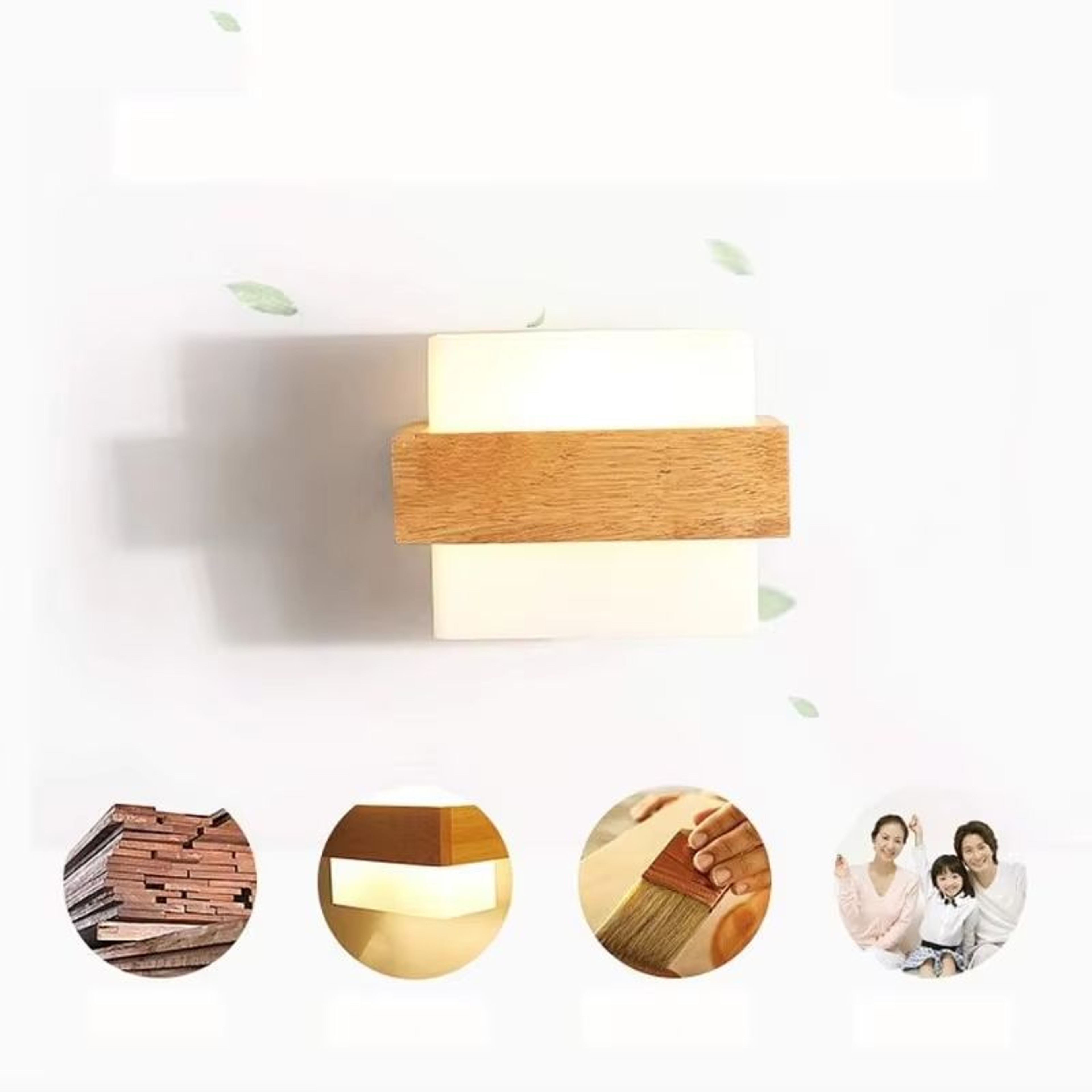 Retro Solid Wood Wall Sconce Lamp Bedroom Bedside Ambient Lighting 1