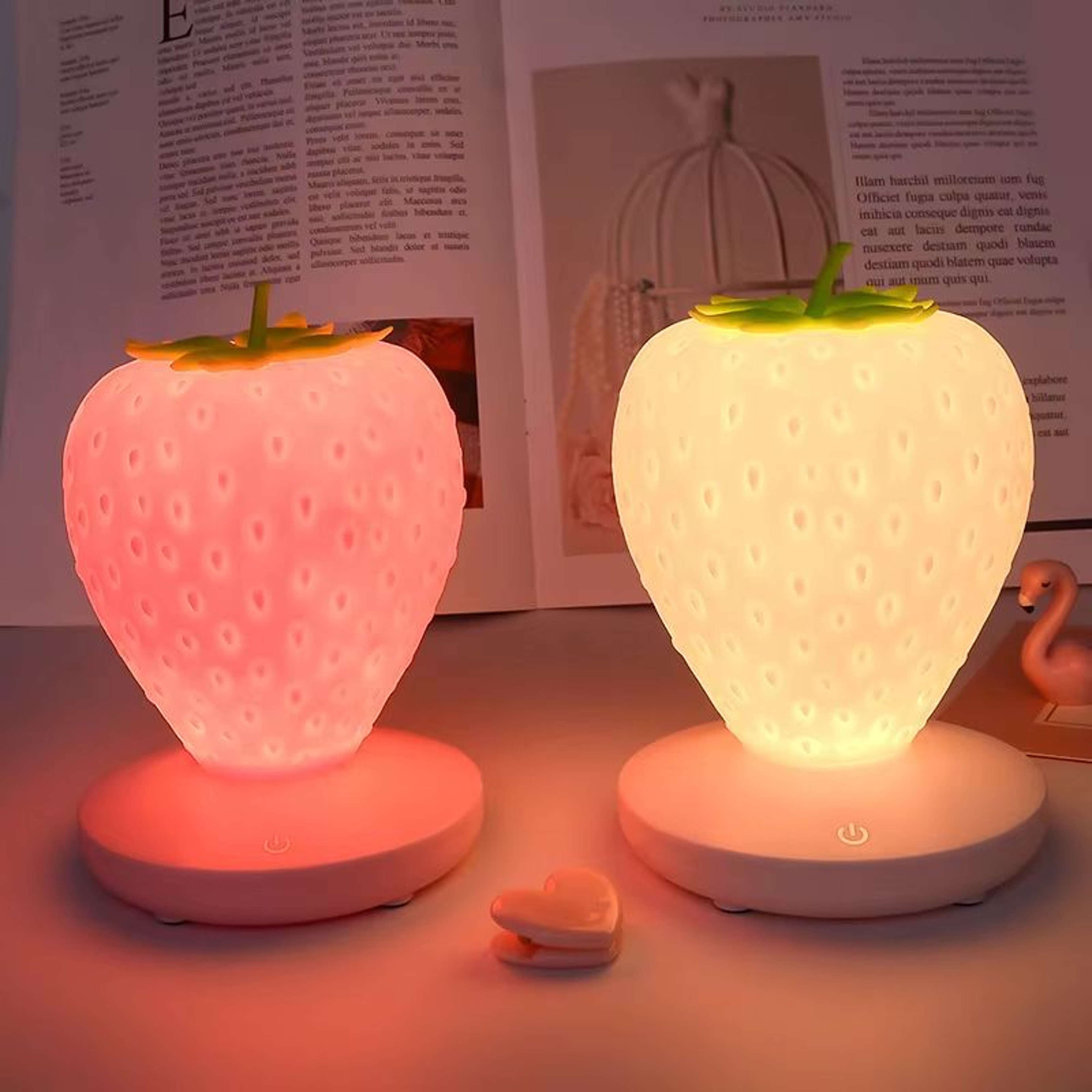 USB Rechargeable Strawberry Night Light Soft Silicone Touch Lamp For Kids Bedroom Decor 1