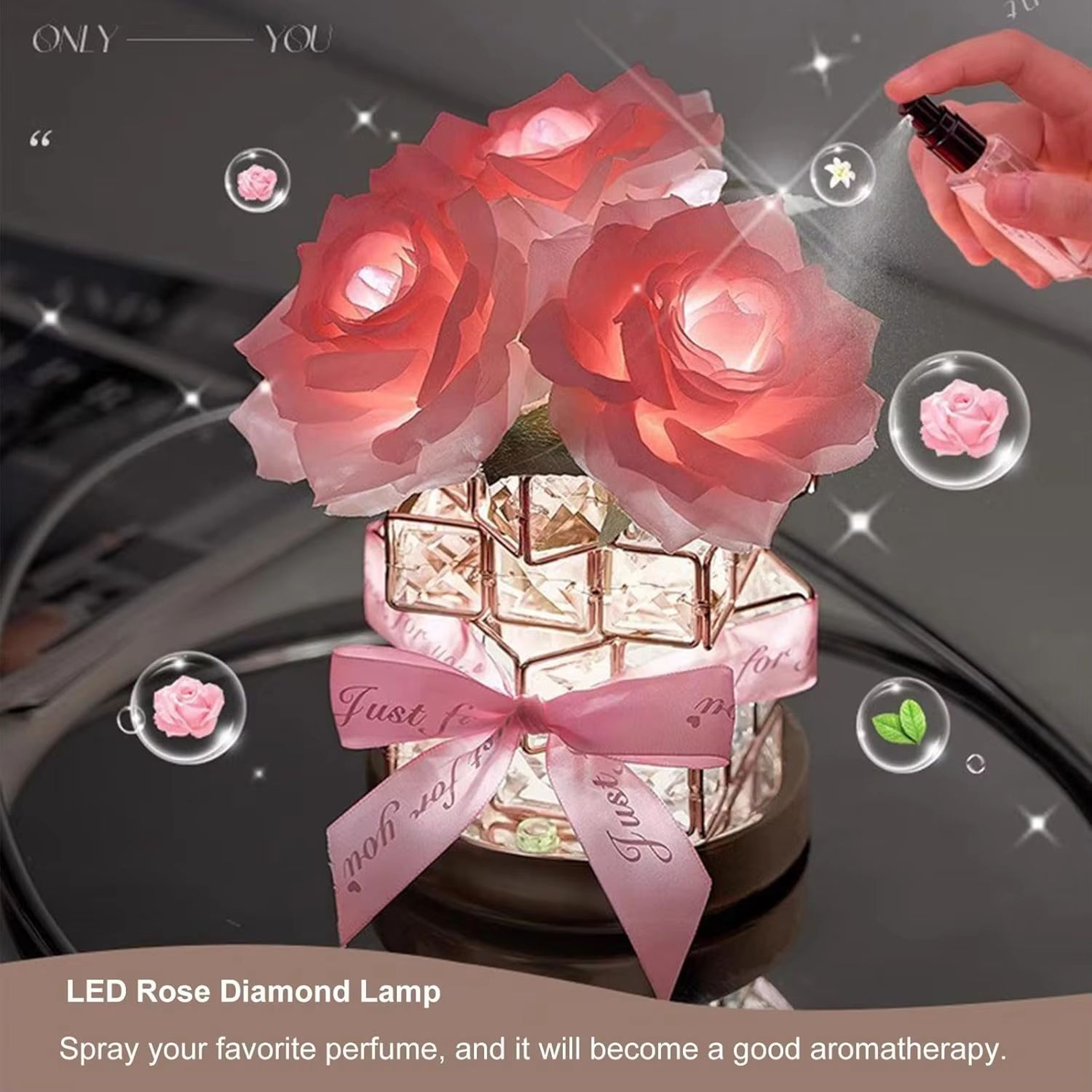 Rubik Cube Rose Night Light LED Atmosphere Lamp Romantic Bedroom Table Decor 2