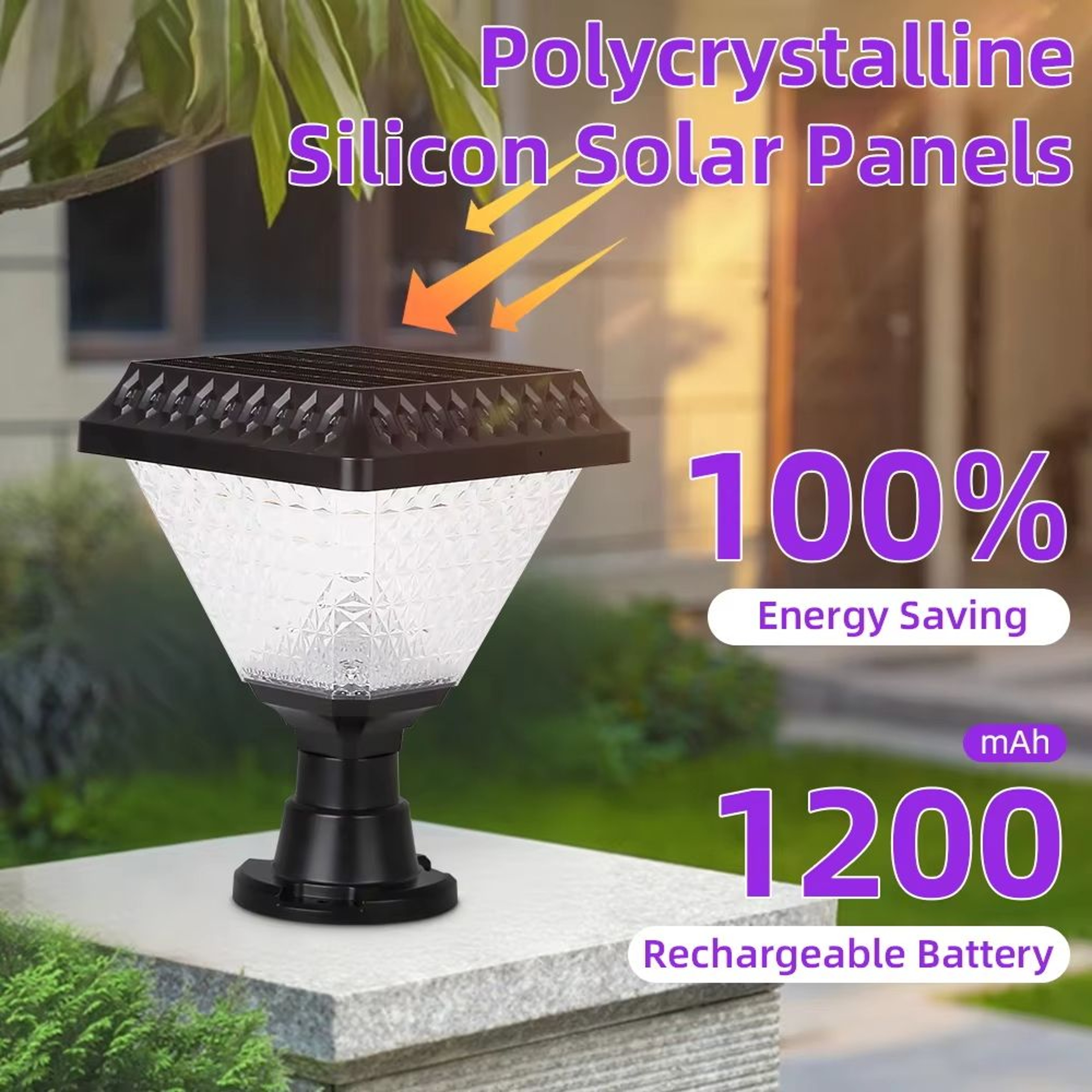 Solar RGB Post Light With Timer Waterproof LED Outdoor Garden Yard Lamp 0