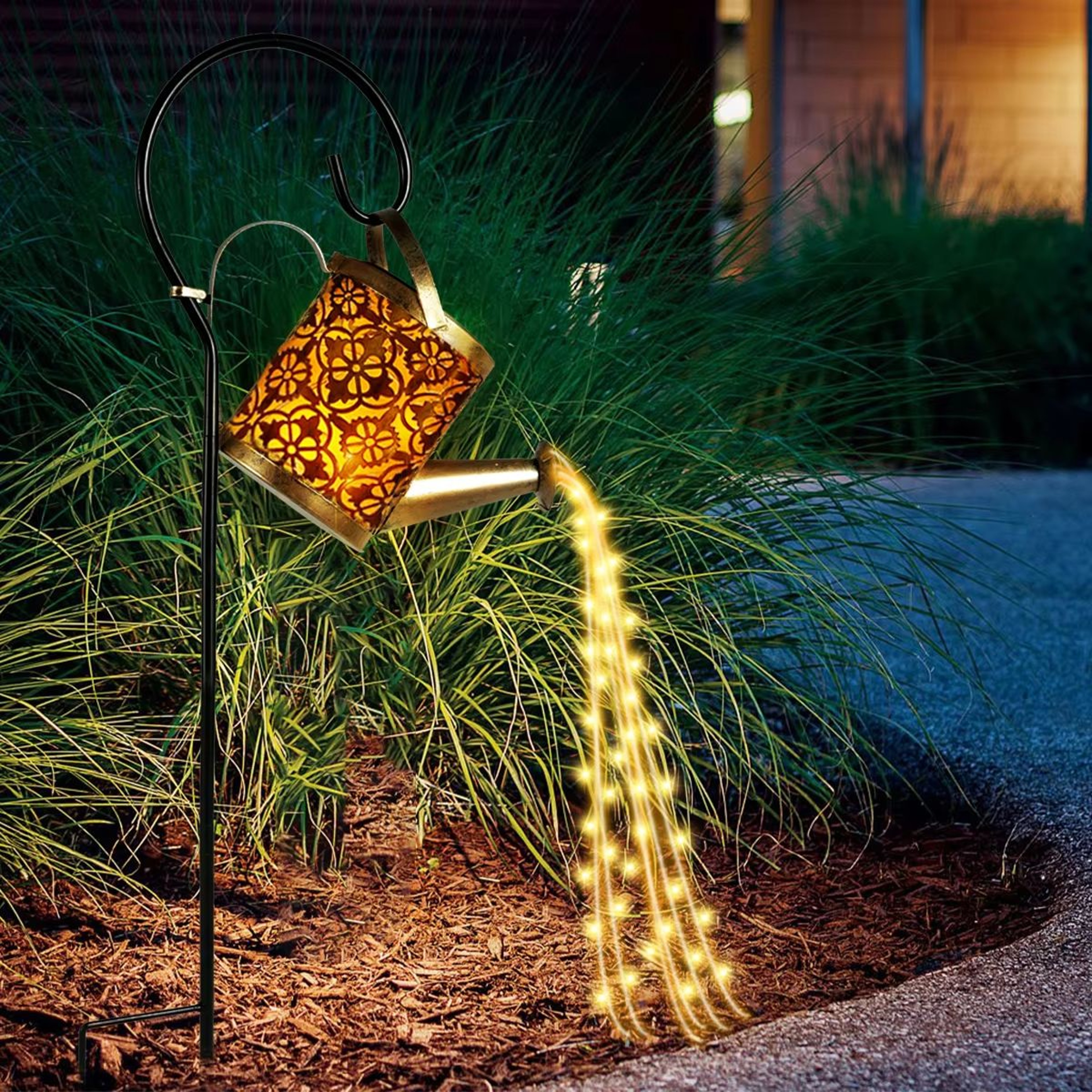Solar Watering Can Light With 36 LED Fairy String Lights Waterproof Hanging Garden Lantern 0