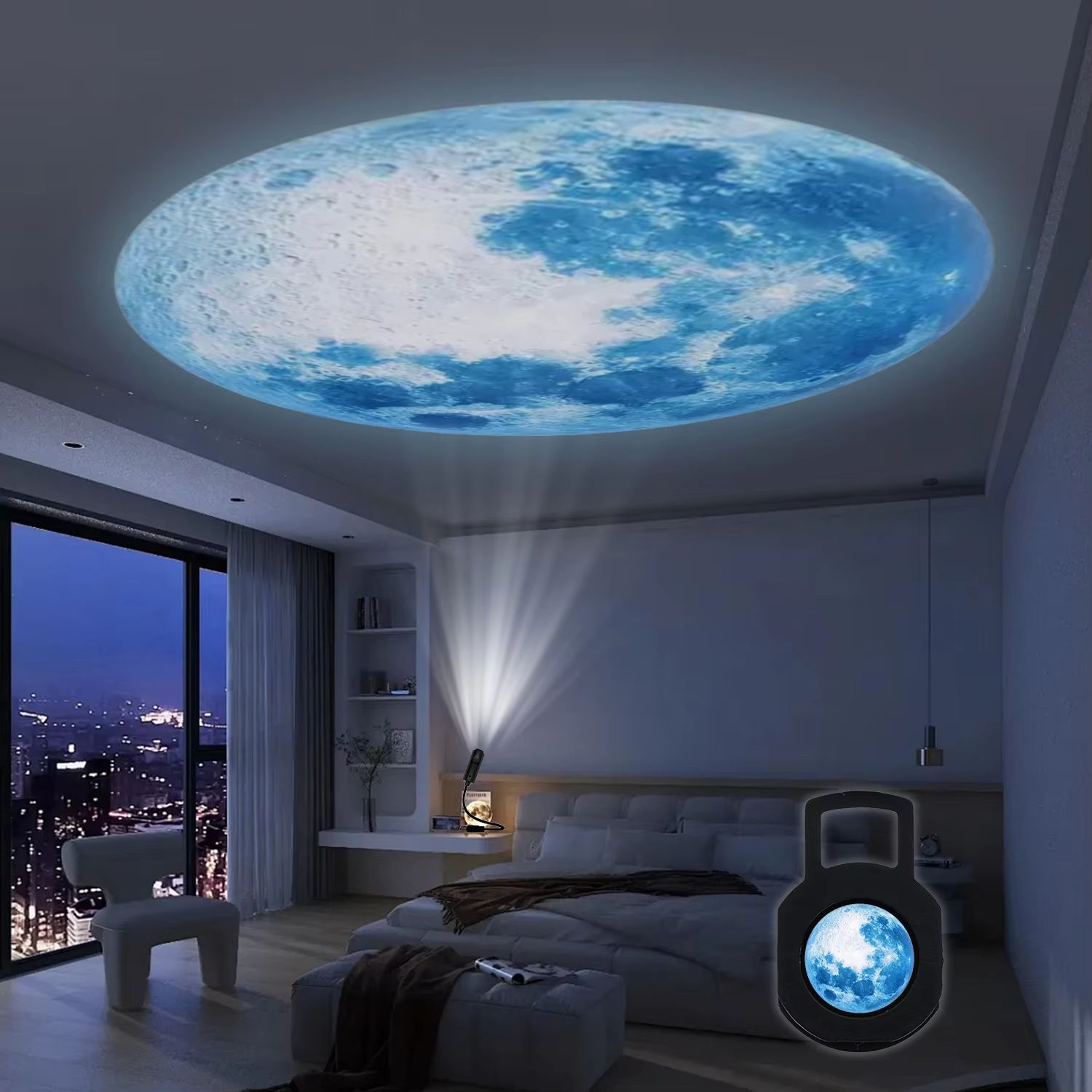 3D Moon Lamp LED Night Light Blue Planet Ambient Table Lamp 0