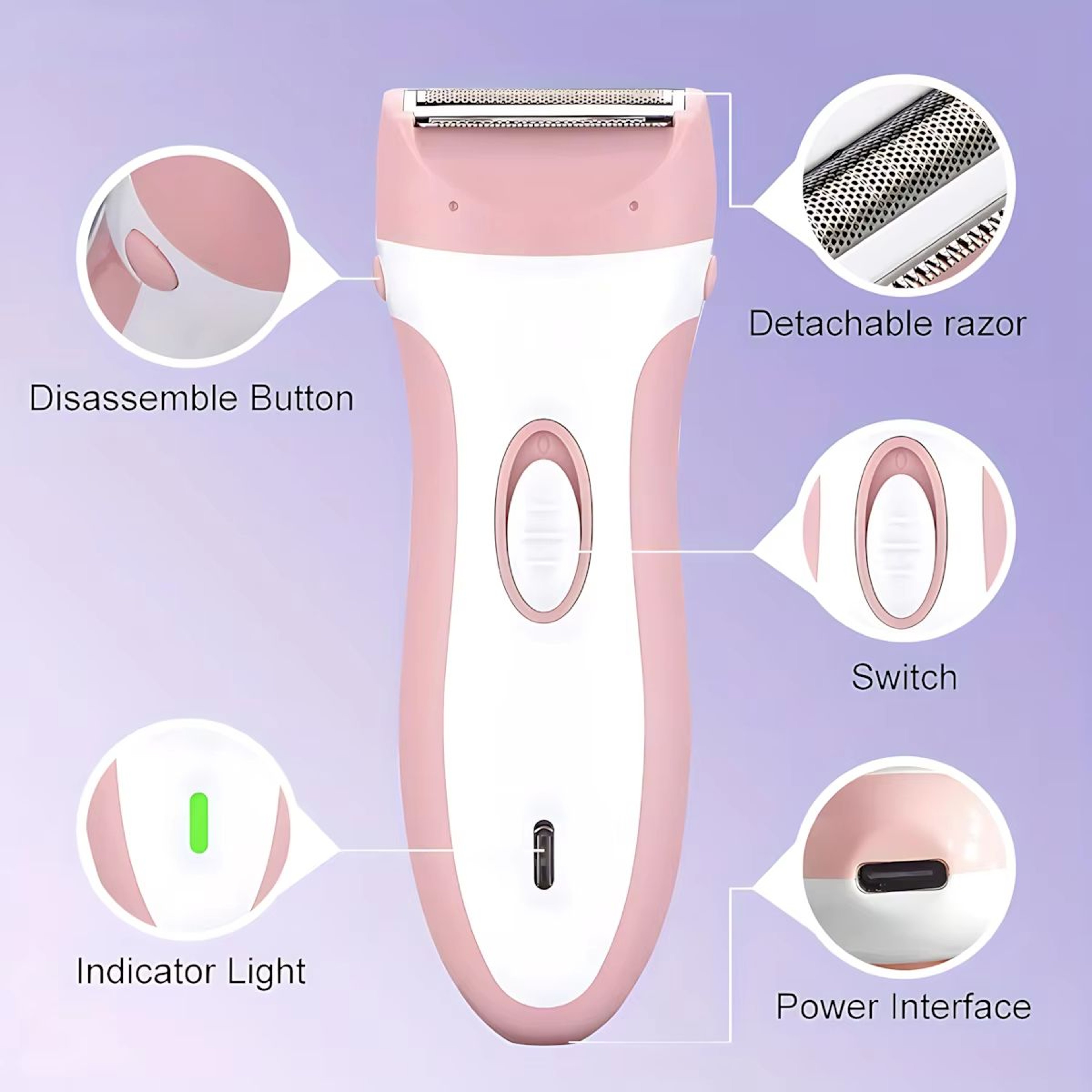 Rechargeable Women Body Trimmer 2in1 Electric Bikini Trimmer Painless Hair Shaver For Body  Face 4