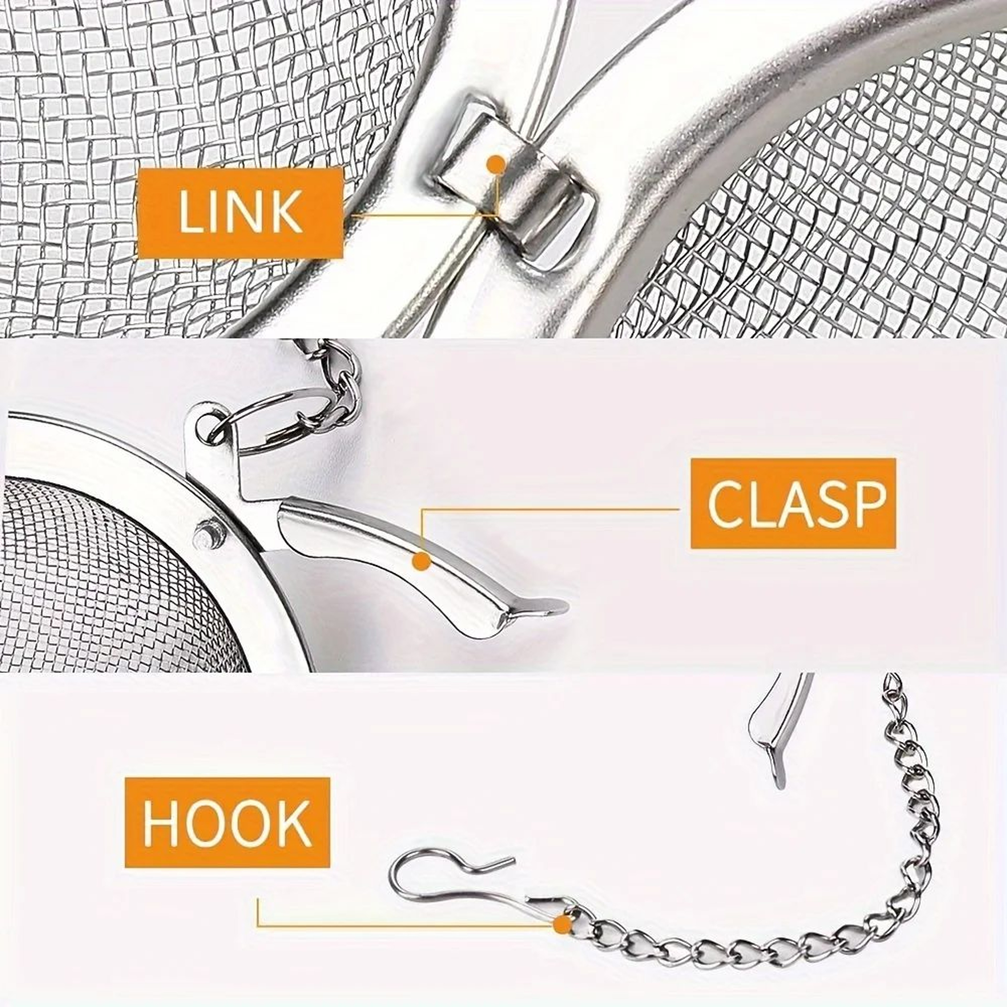 Stainless Steel Tea Infuser Ball With Chain Hook For Loose Leaf Tea And Cooking 3