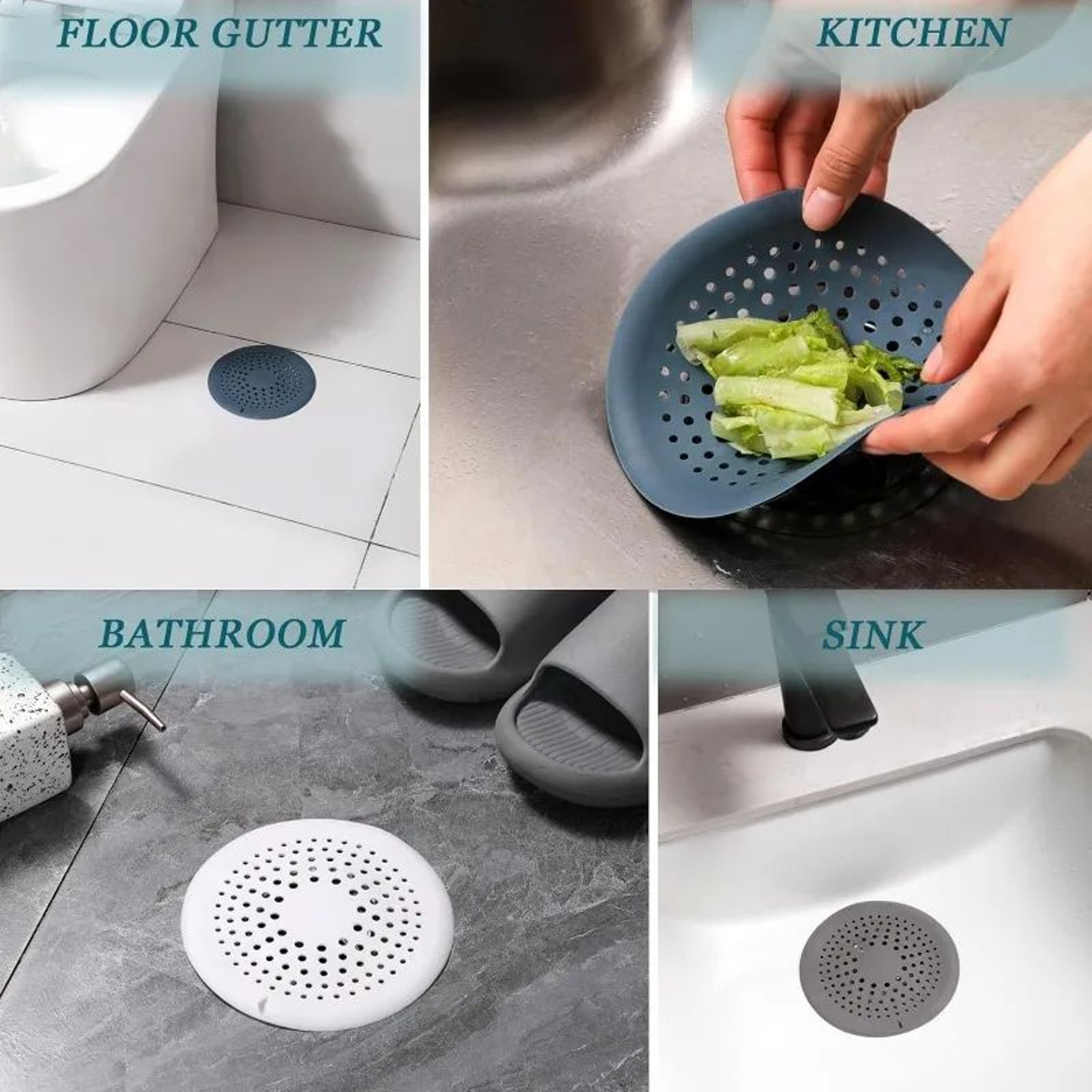 Silicone Shower Drain Hair Catcher Cover 59 Inch Suction Cup Anti Clog Strainer 4