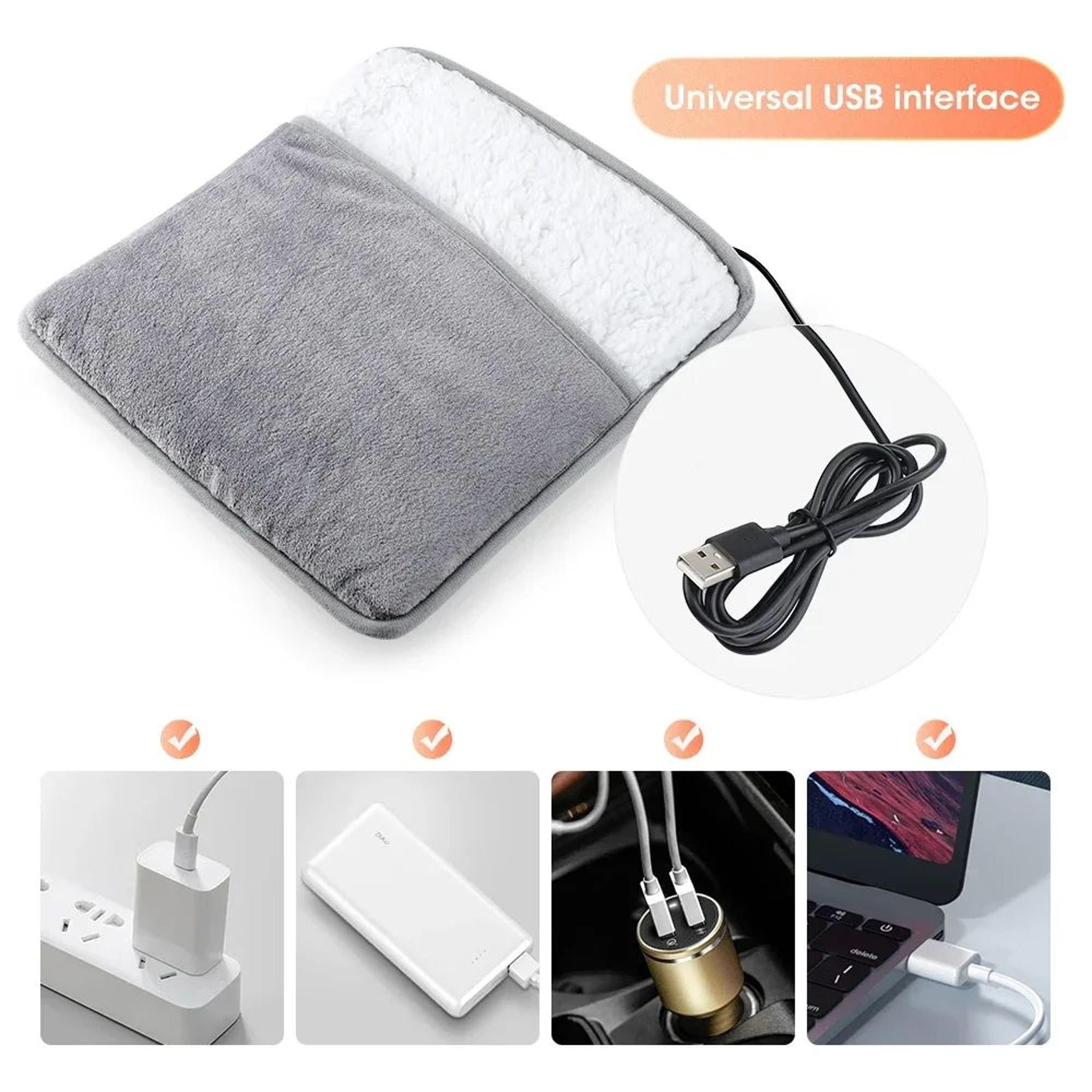 USB Electric Heated Foot Warmer Pad Soft Plush Washable Thermal Feet Heating Cushion 3
