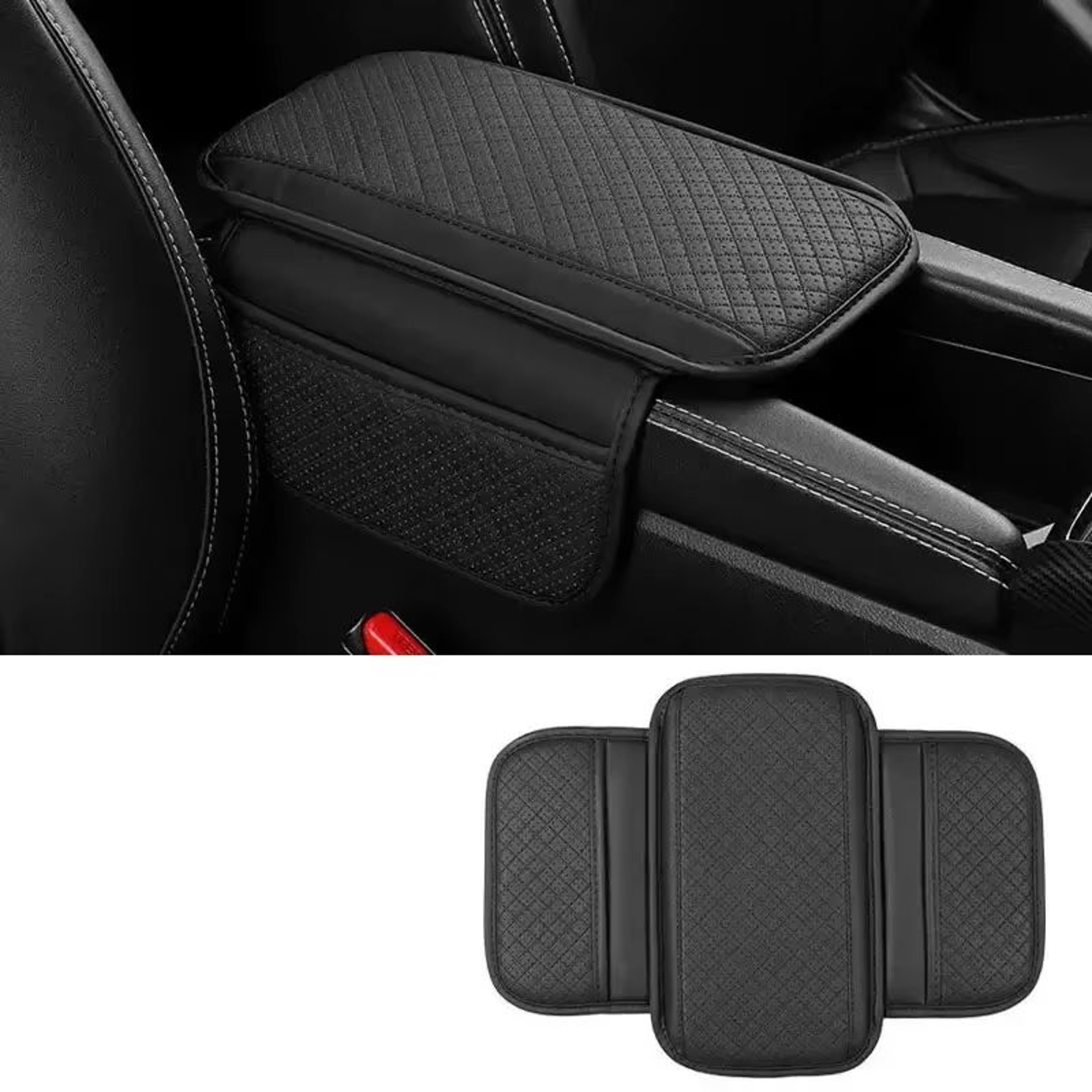 Universal PU Leather Car Armrest Cushion Breathable Center Console Cover Protector 8