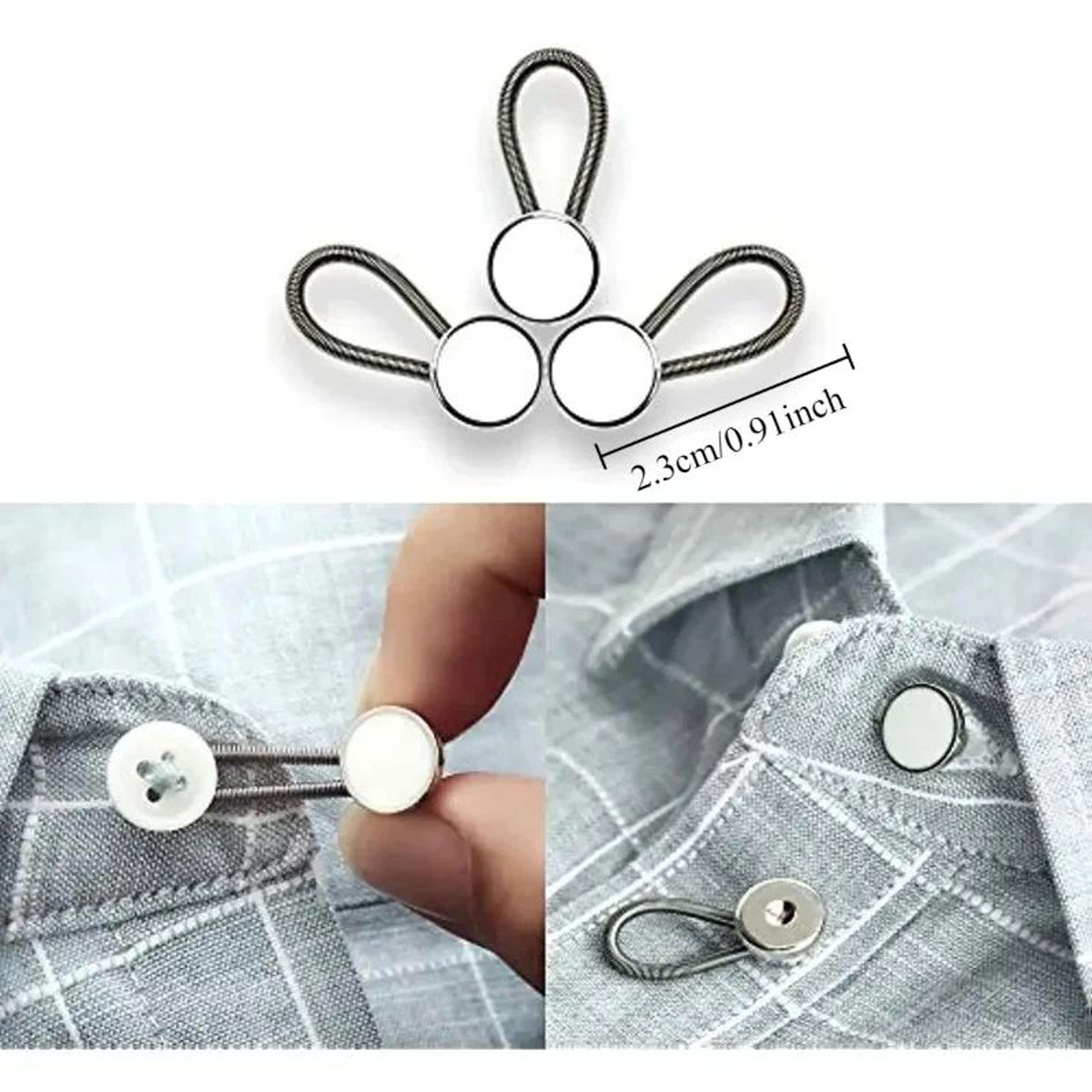 Telescopic Waist Button Extender Adjustable No Sew Jeans And Pants Expander 3
