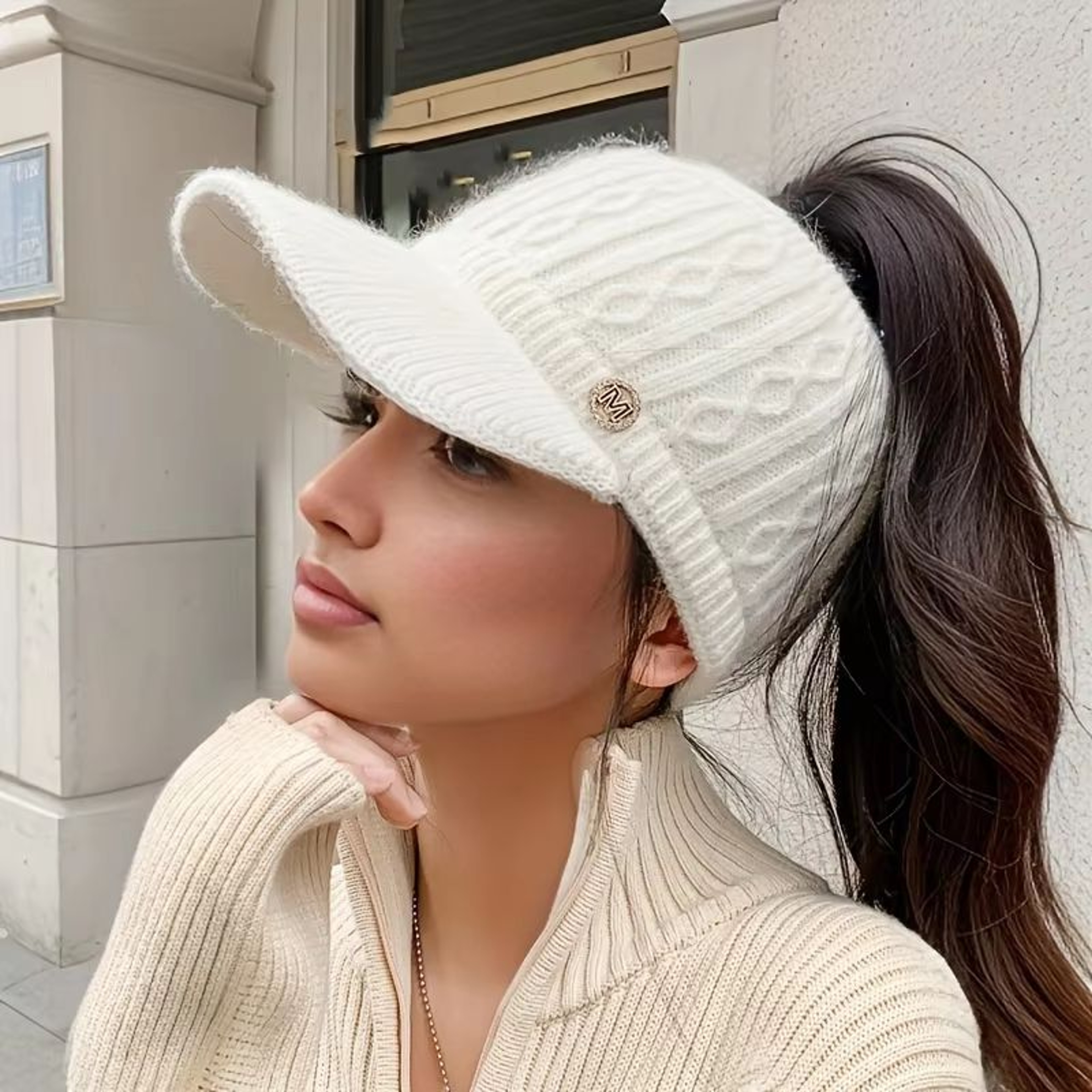 CozyShield Thick Lined Knitted Sun Cap With Ear Protection For Women 2