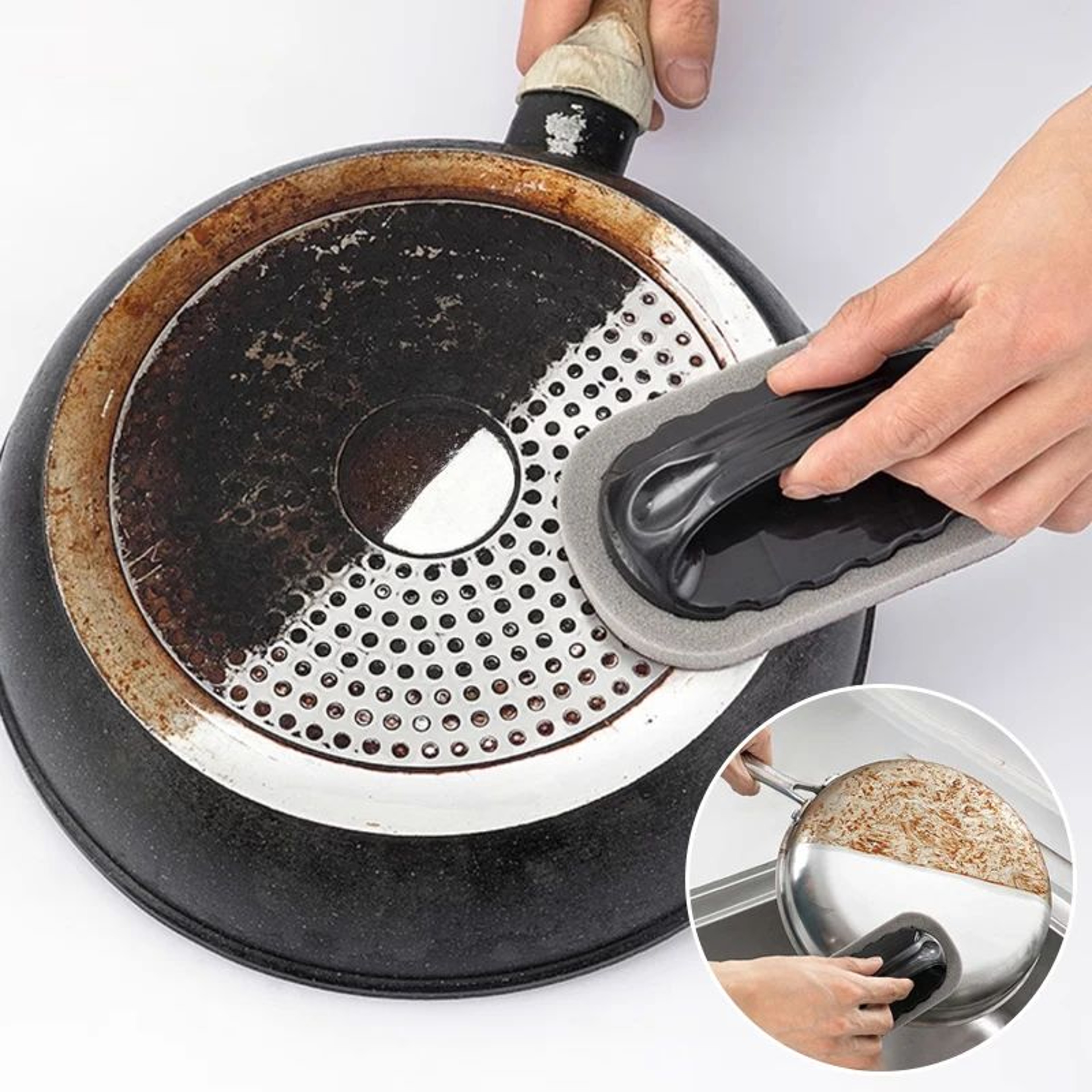 Magic Emery Sponge Brush With Handle For Deep Cleaning And Rust Removal 2