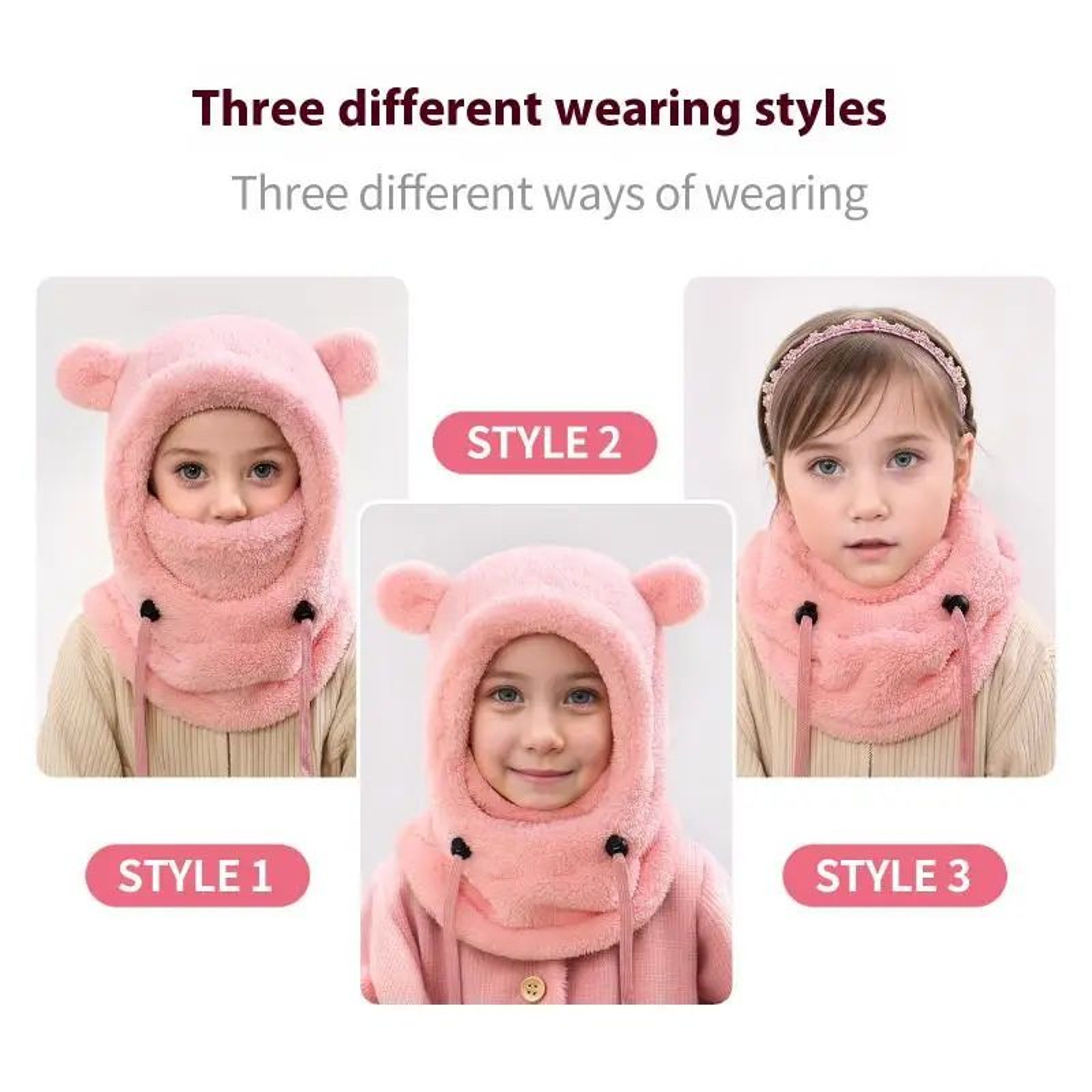 Kids Plush Balaclava Hat With Neck Cover And Full Face Wind Protection 4