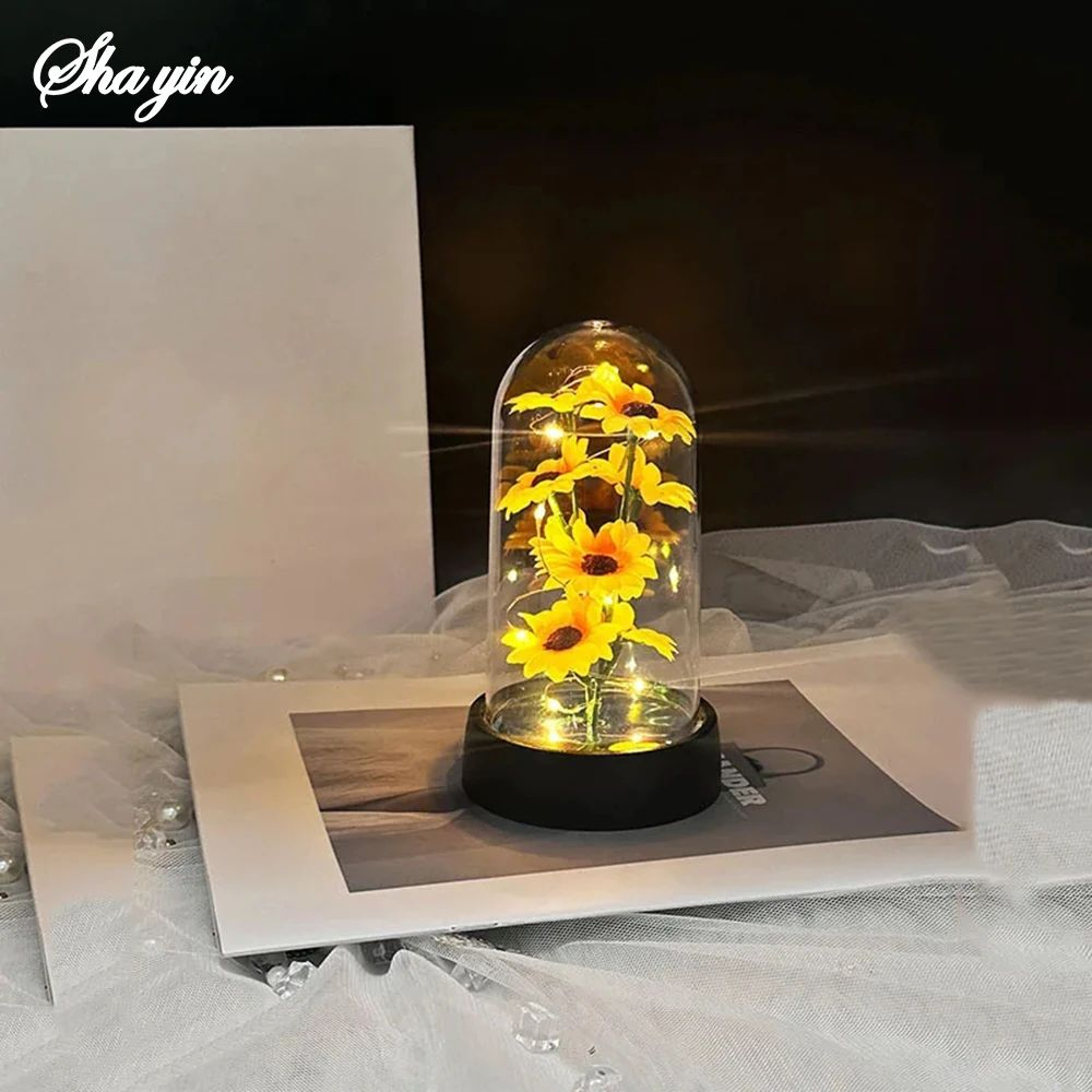 Eternal Sunflower Glass Dome LED Gift  Romantic Forever Flower For Mom Wife  Special Occasions 1