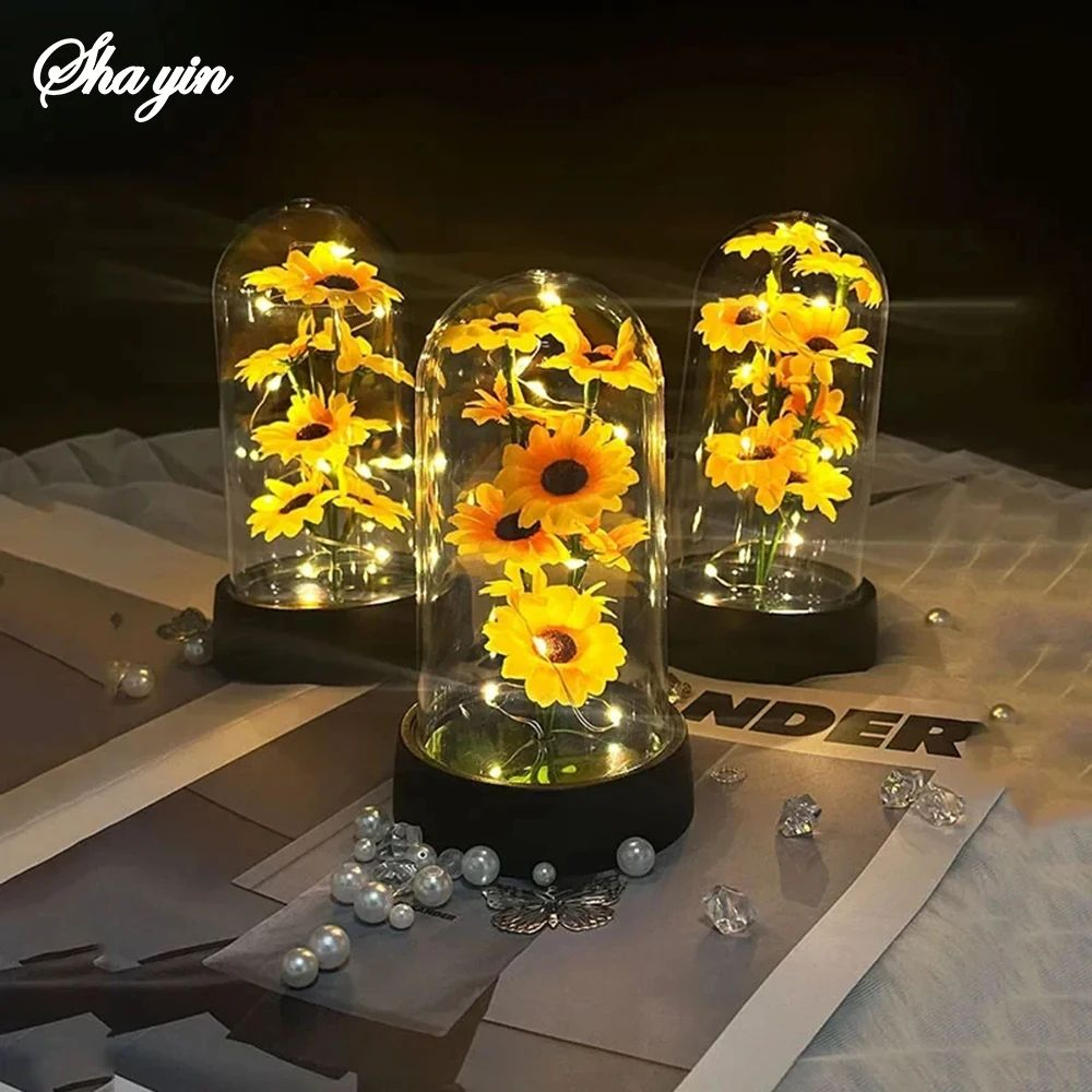Eternal Sunflower Glass Dome LED Gift  Romantic Forever Flower For Mom Wife  Special Occasions 2
