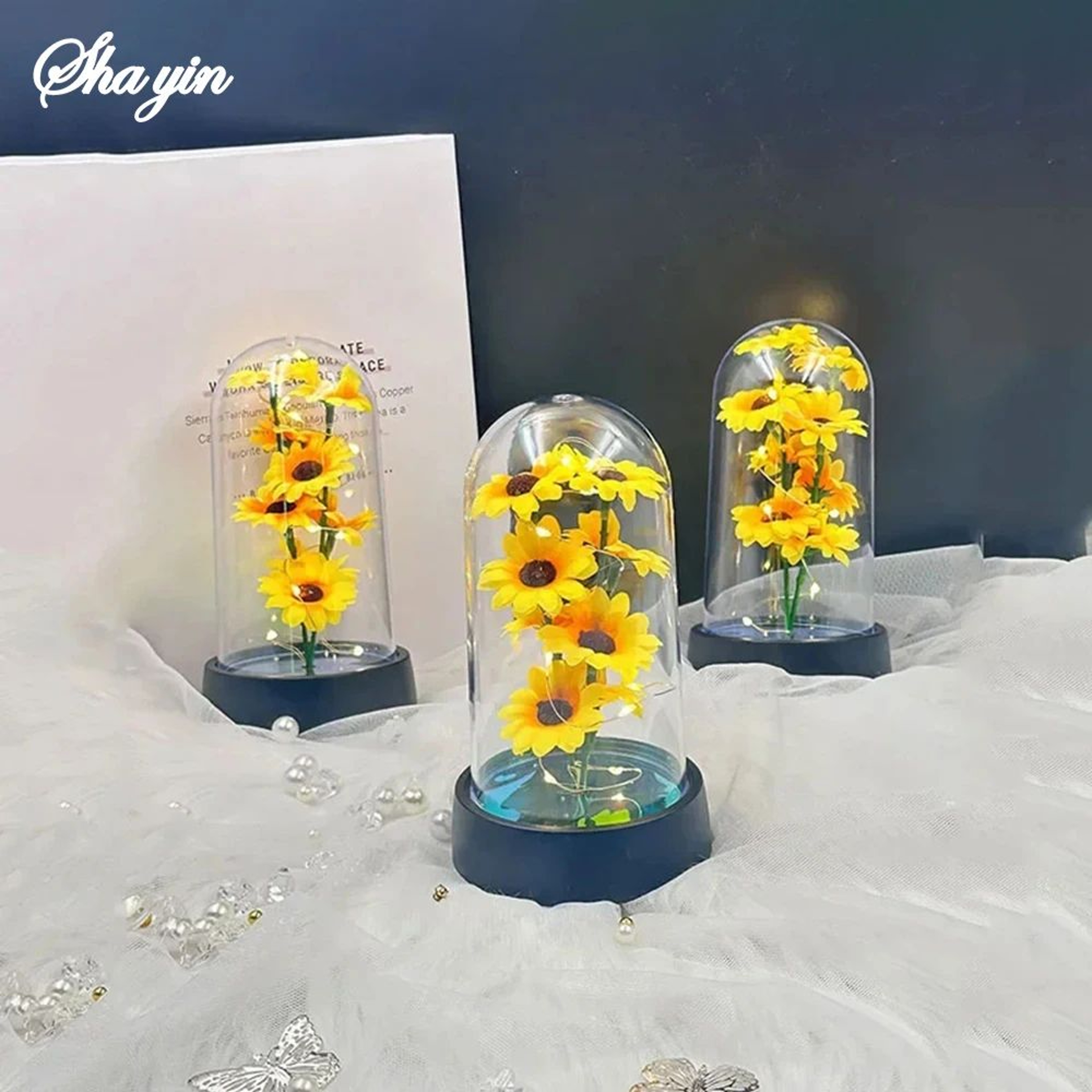 Eternal Sunflower Glass Dome LED Gift  Romantic Forever Flower For Mom Wife  Special Occasions 4