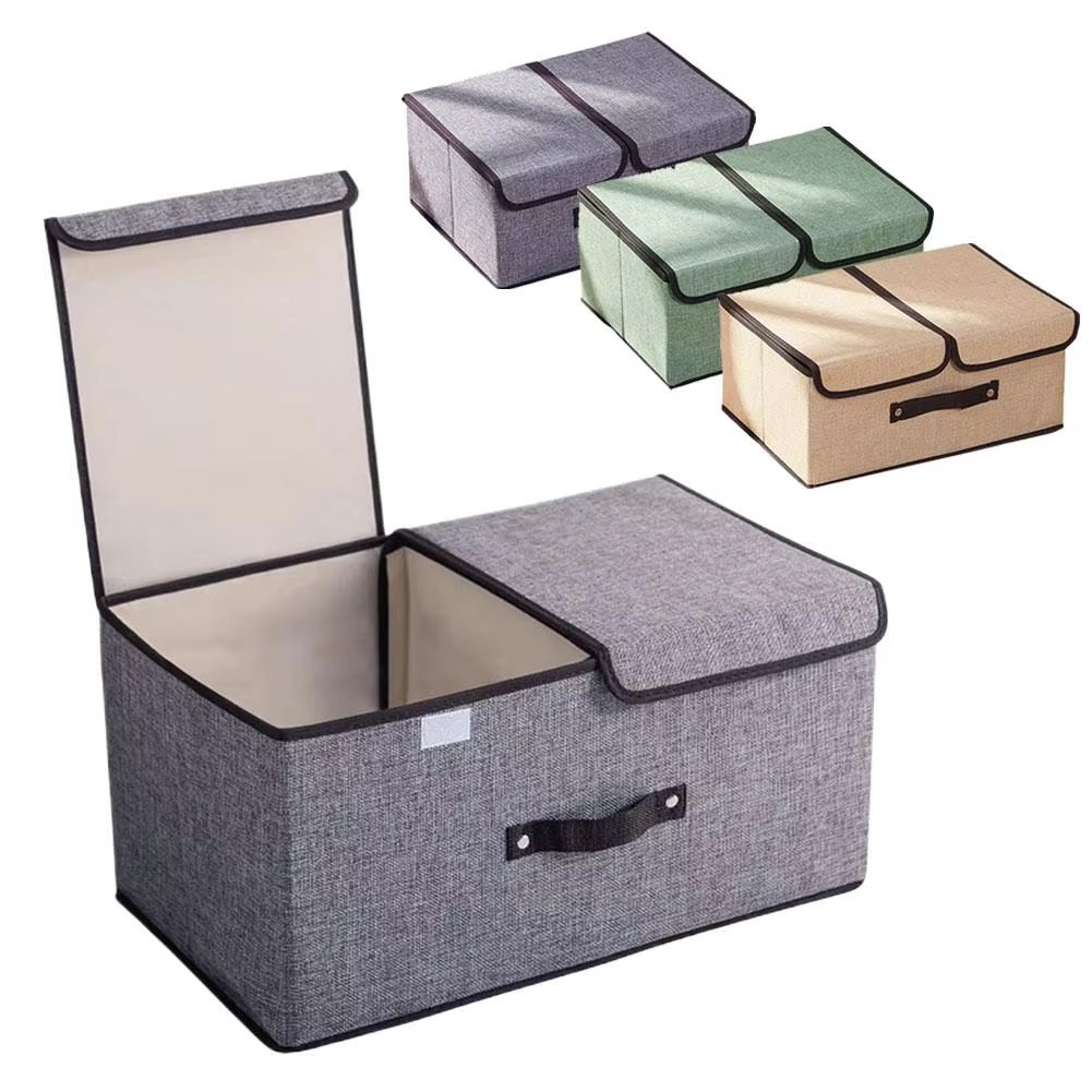 Foldable Non Woven Storage Box With Double Lid For Clothes And Underwear Organization 0