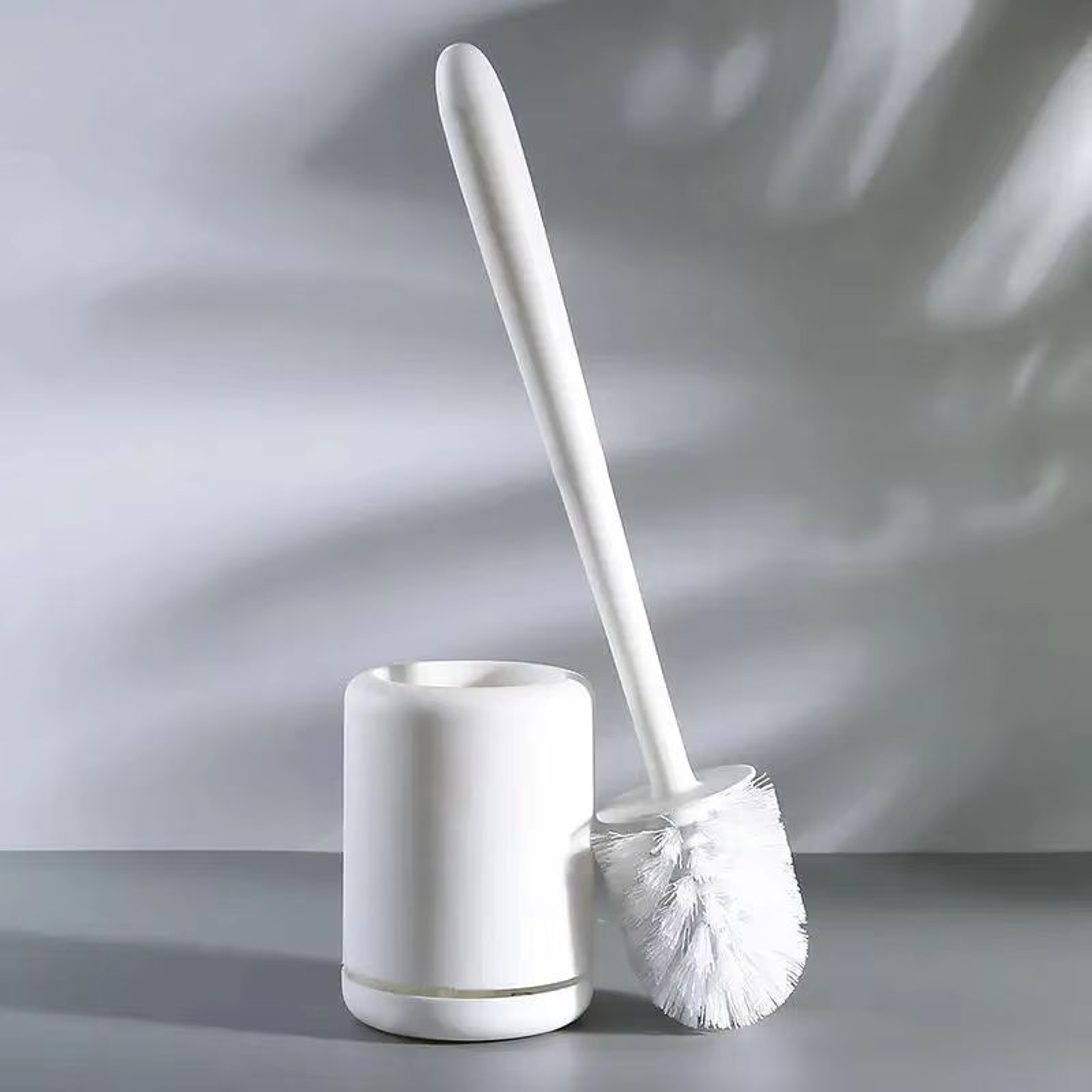 Punch Free Wall Mounted Toilet Brush Set With Long Handle And Quick Dry Base 4