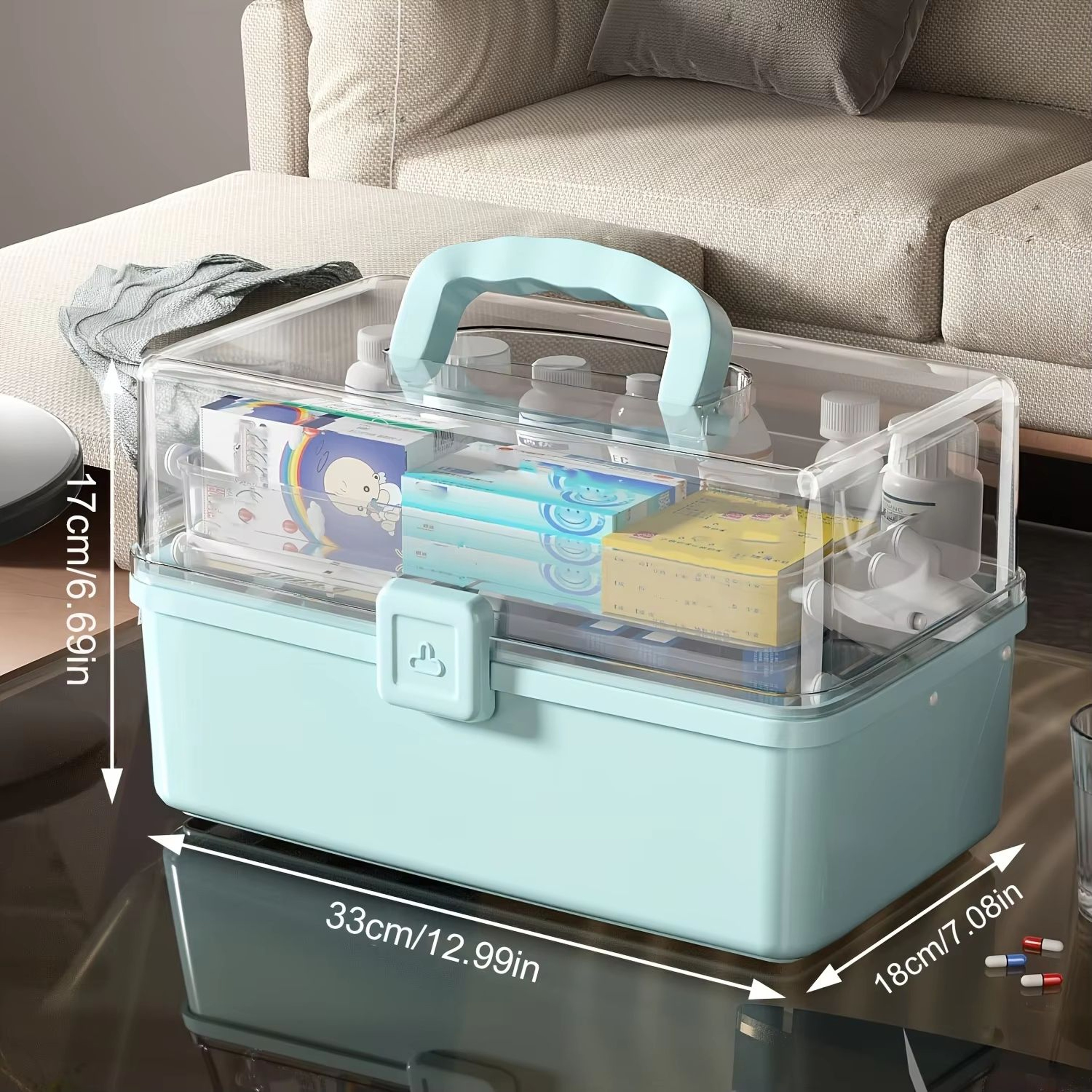 3 Layer Foldable Medicine Storage Box Large Capacity Organizer With Compartments 6
