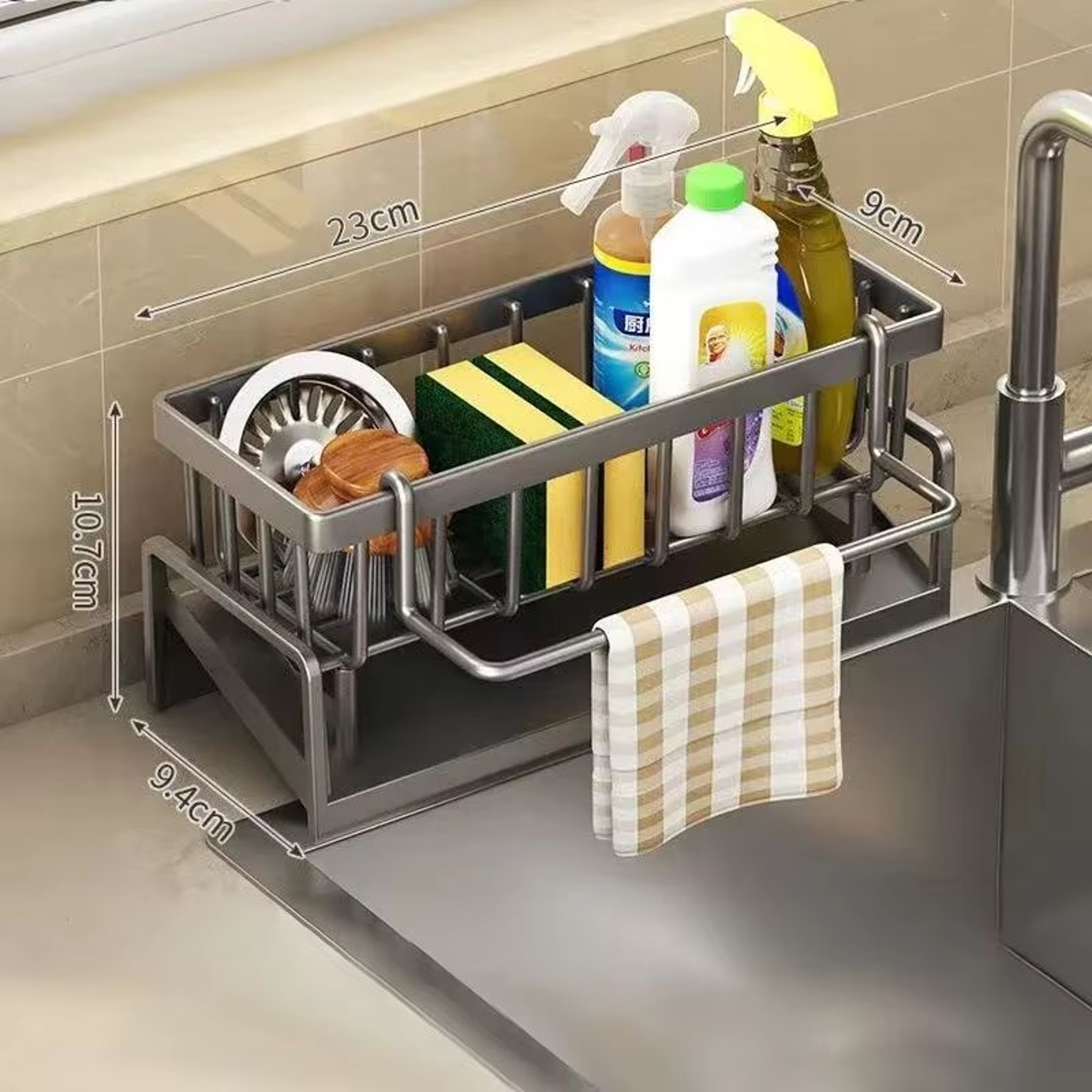 DrainFlow Large Capacity Kitchen Sink Caddy Organizer For Sponge And Soap Storage 6