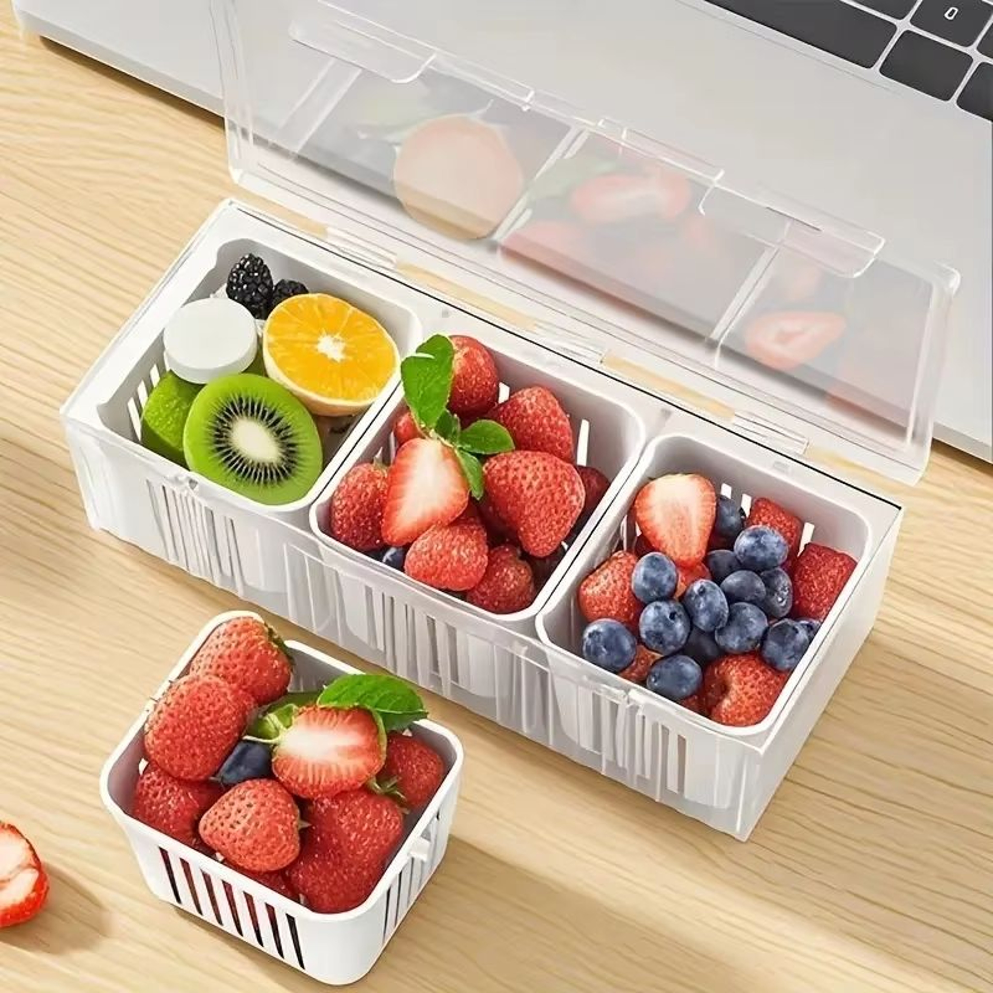 FreshDivide Square Food Storage Container Set With Compartments For Fridge Organization 5