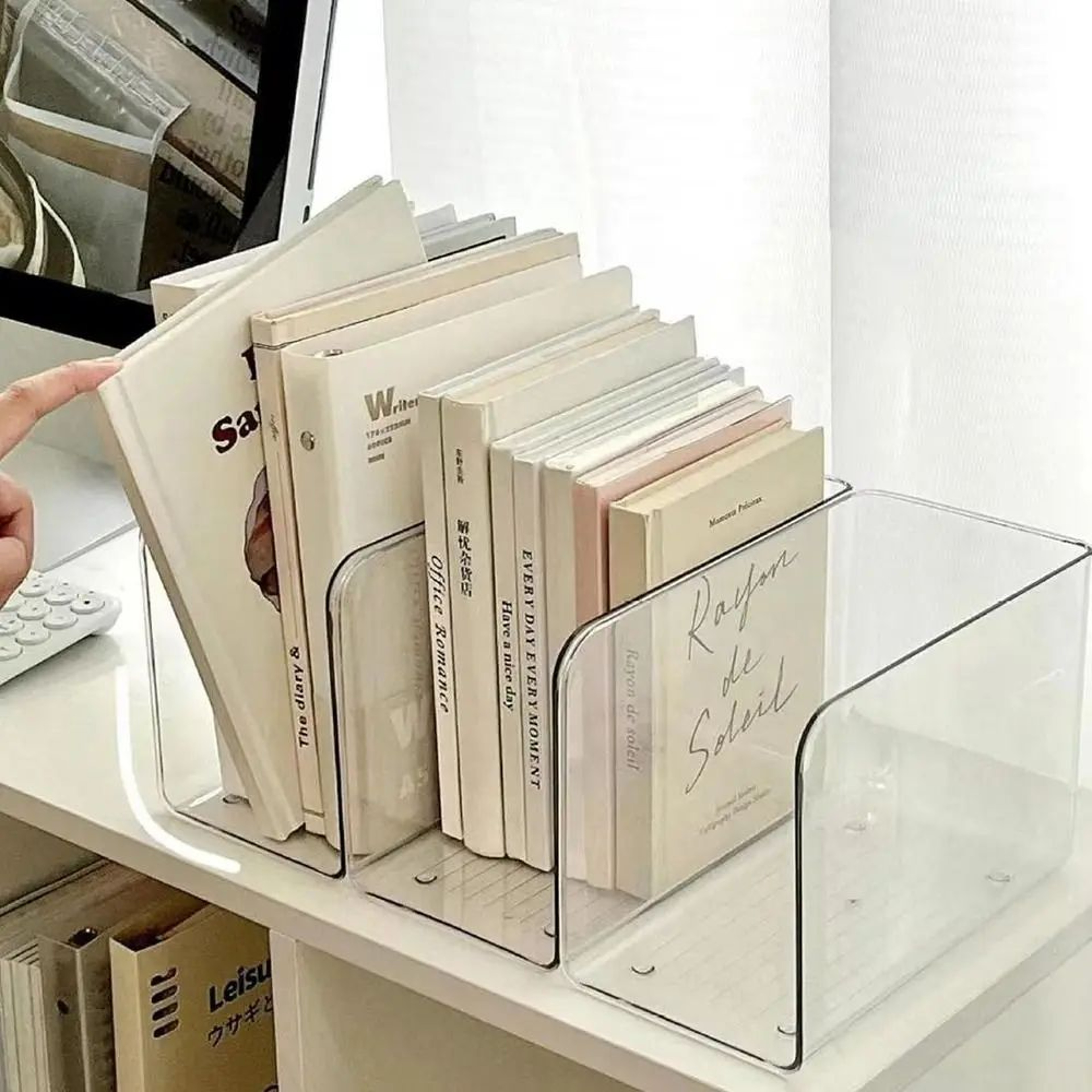 Transparent Acrylic Book Stand U Shape Desk Organizer Rack 4