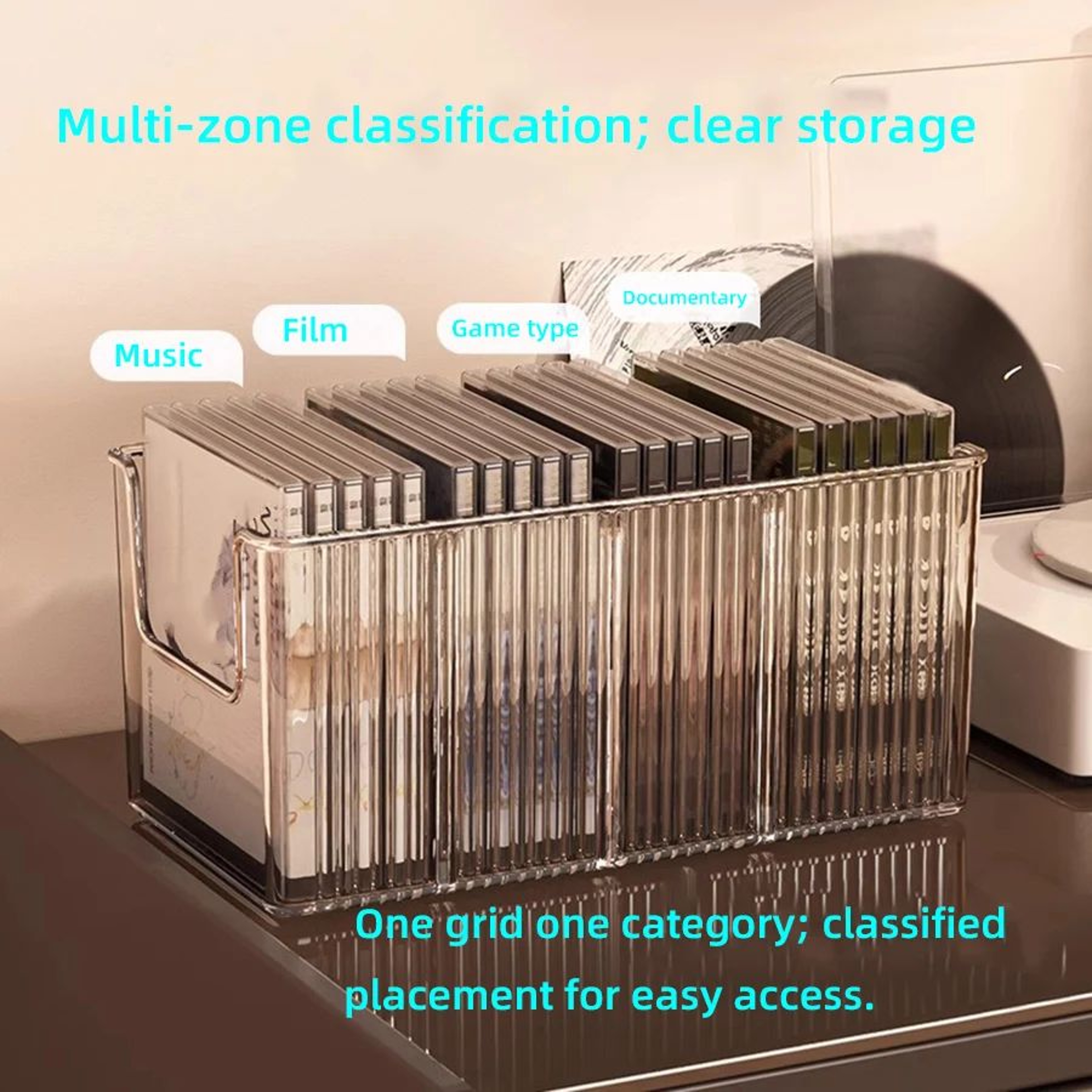 Desktop CD And Vinyl Record Storage Rack Black Disc Organizer Stand 3