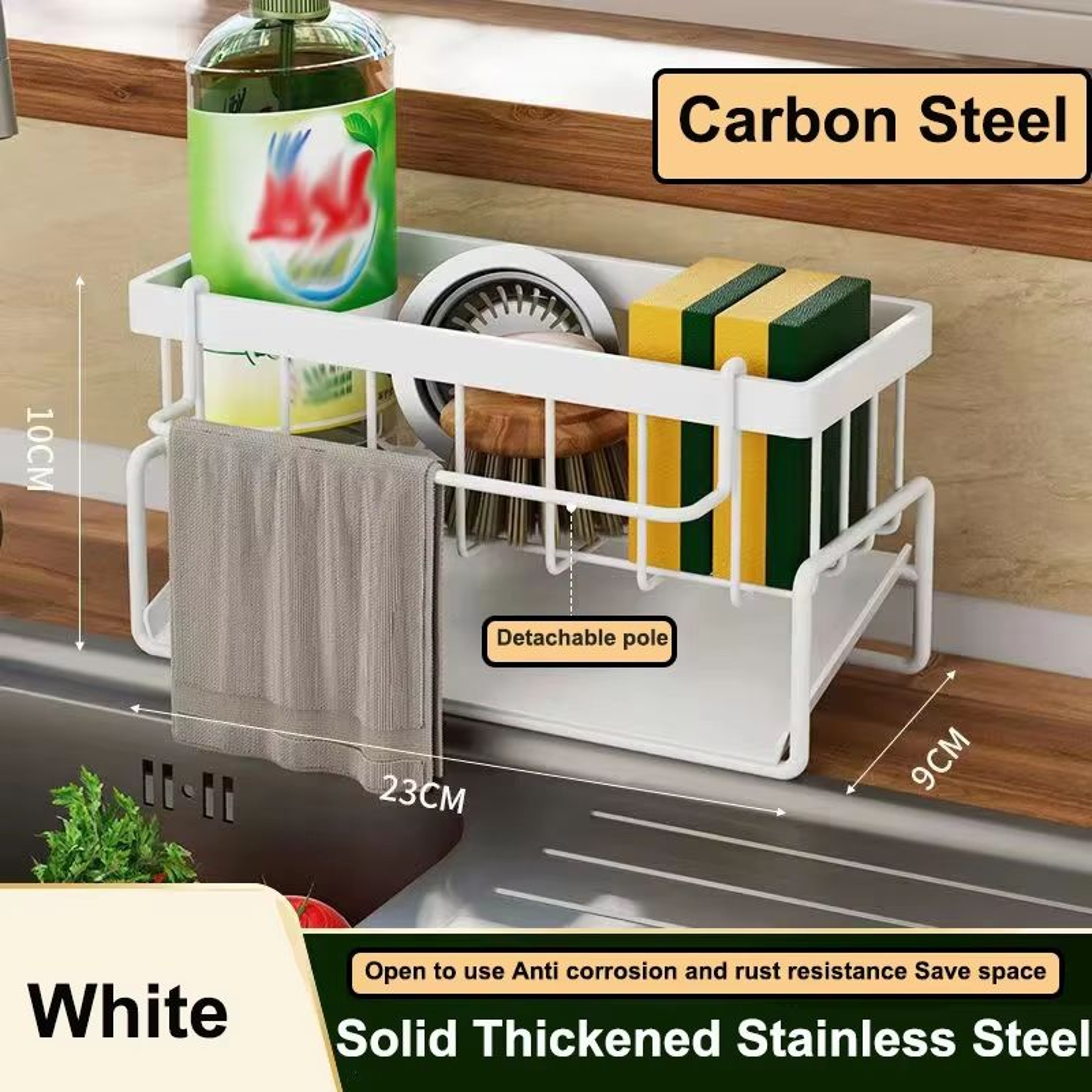 CleanFlow Self Draining Sink Organizer Rack With Soap And Sponge Holder 1
