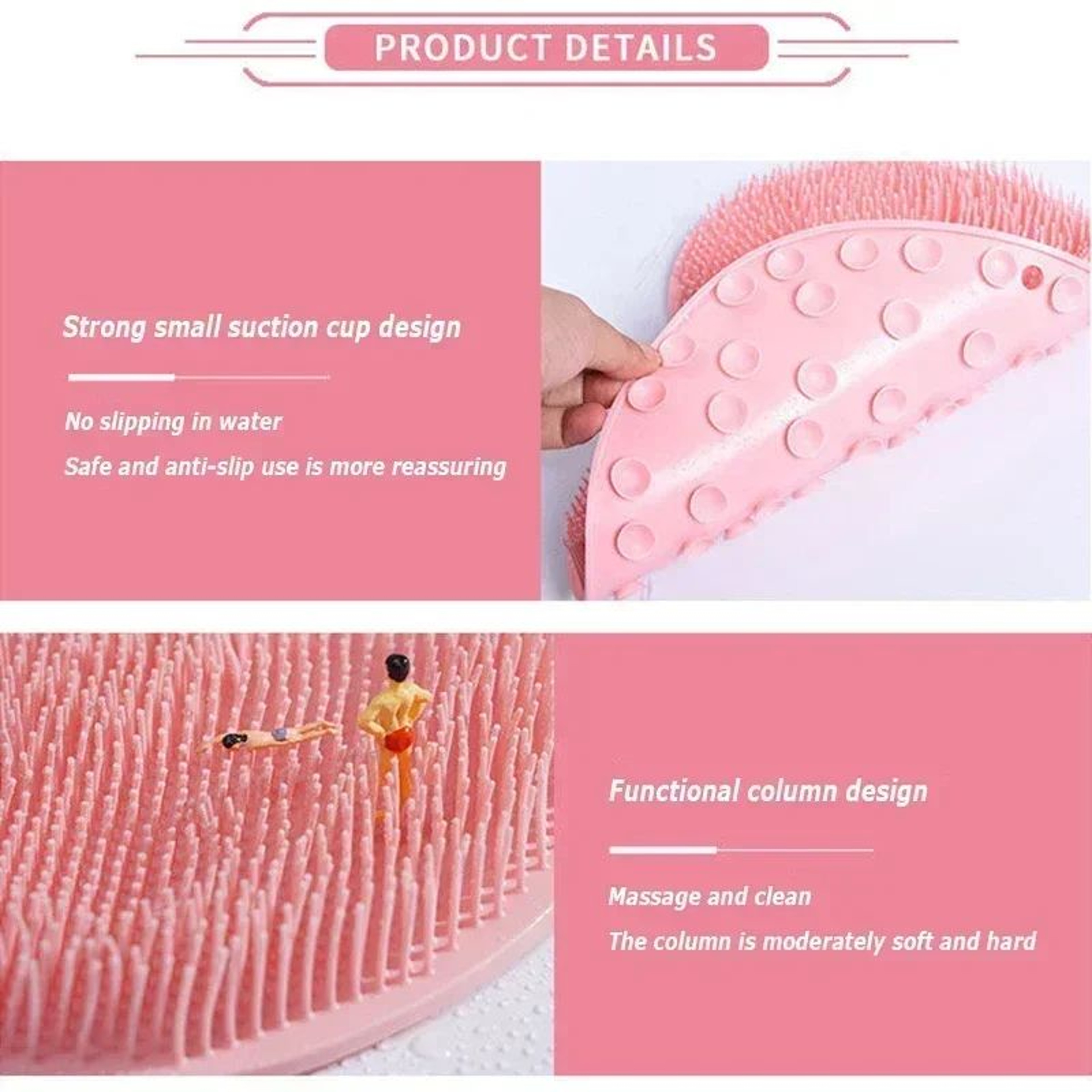 Silicone Foot Scrubber Mat Wall Mounted Shower Back And Foot Massage Cleaner 3