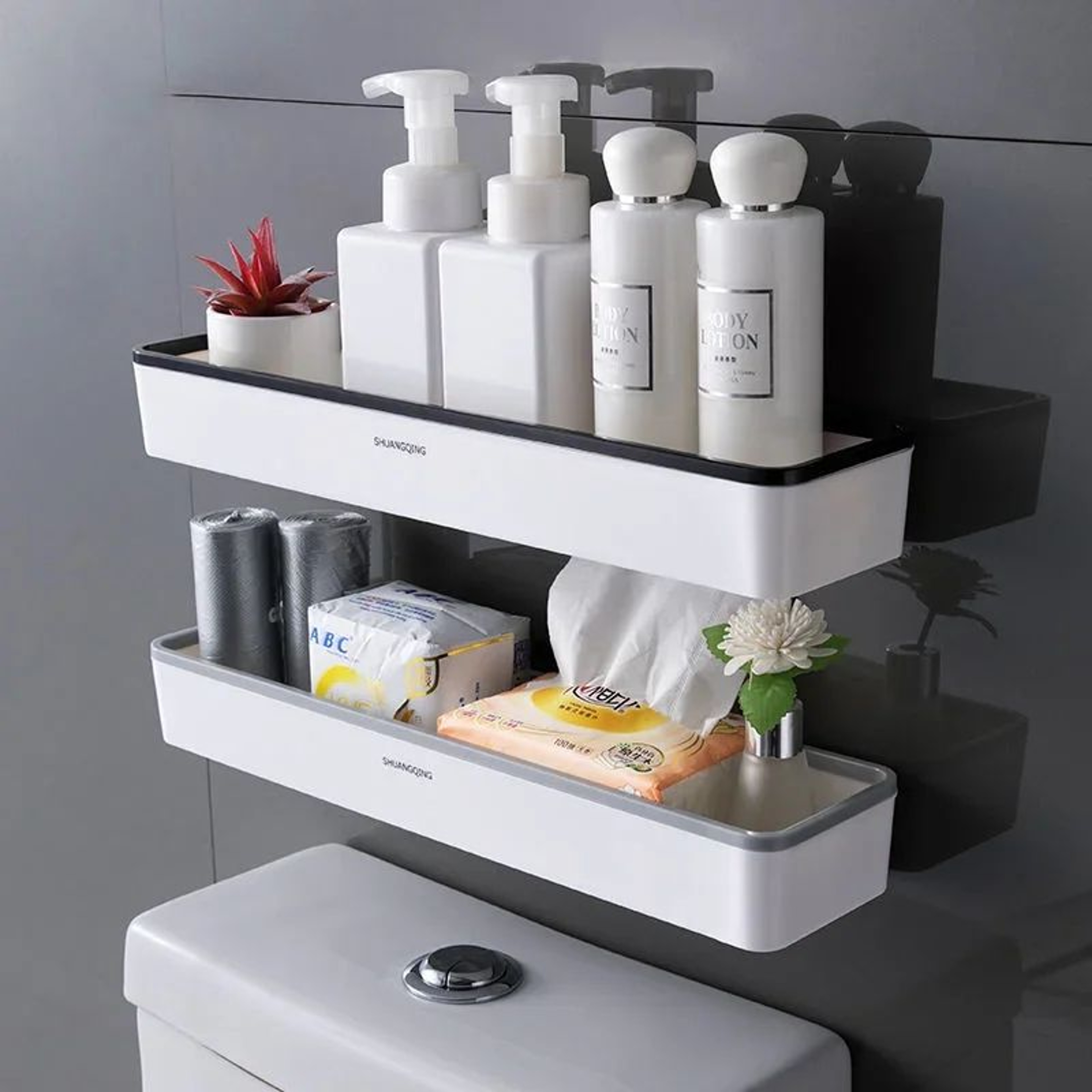 SpaceLift No Drill Over Toilet Storage Rack Wall Mounted Bathroom Organizer 1