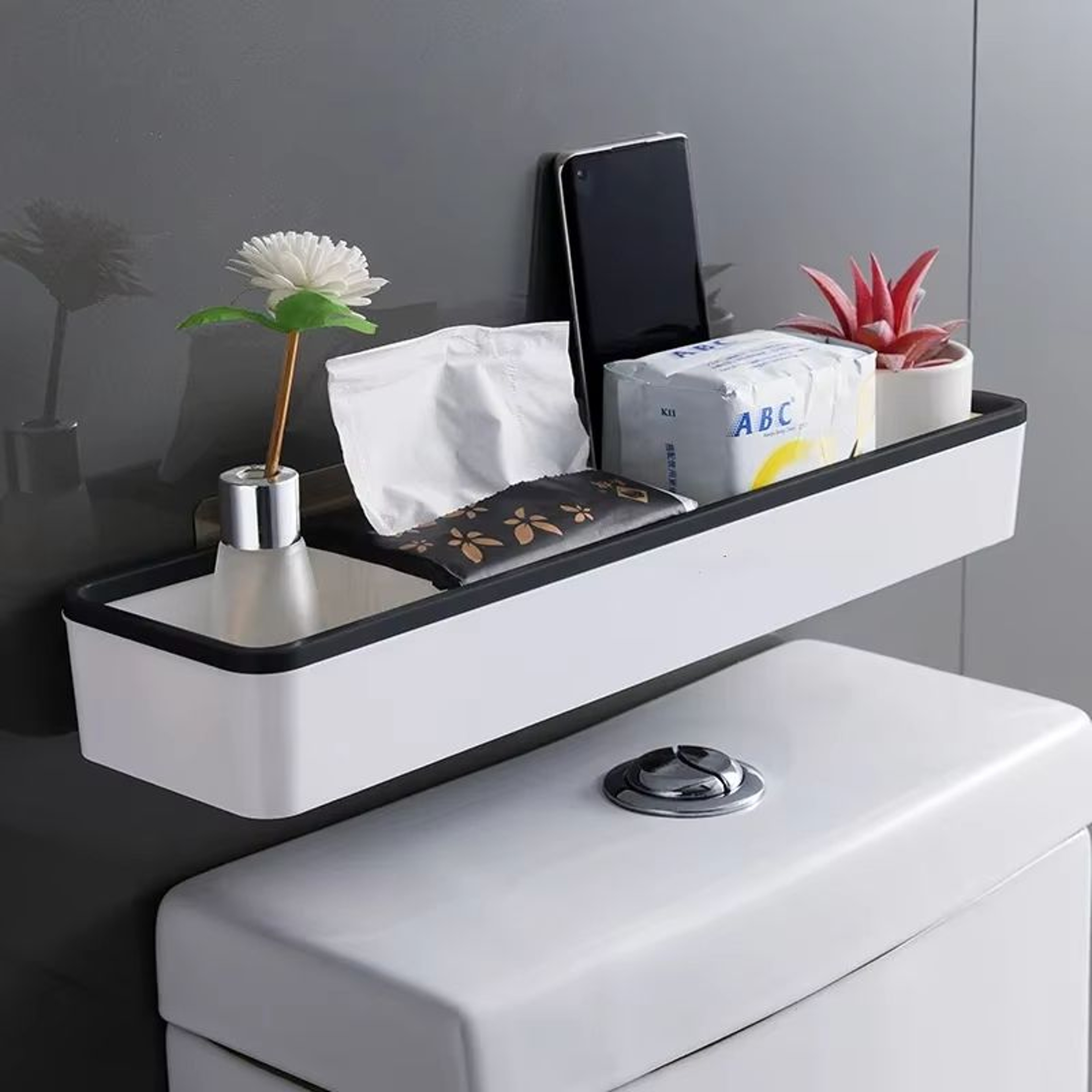 SpaceLift No Drill Over Toilet Storage Rack Wall Mounted Bathroom Organizer 7