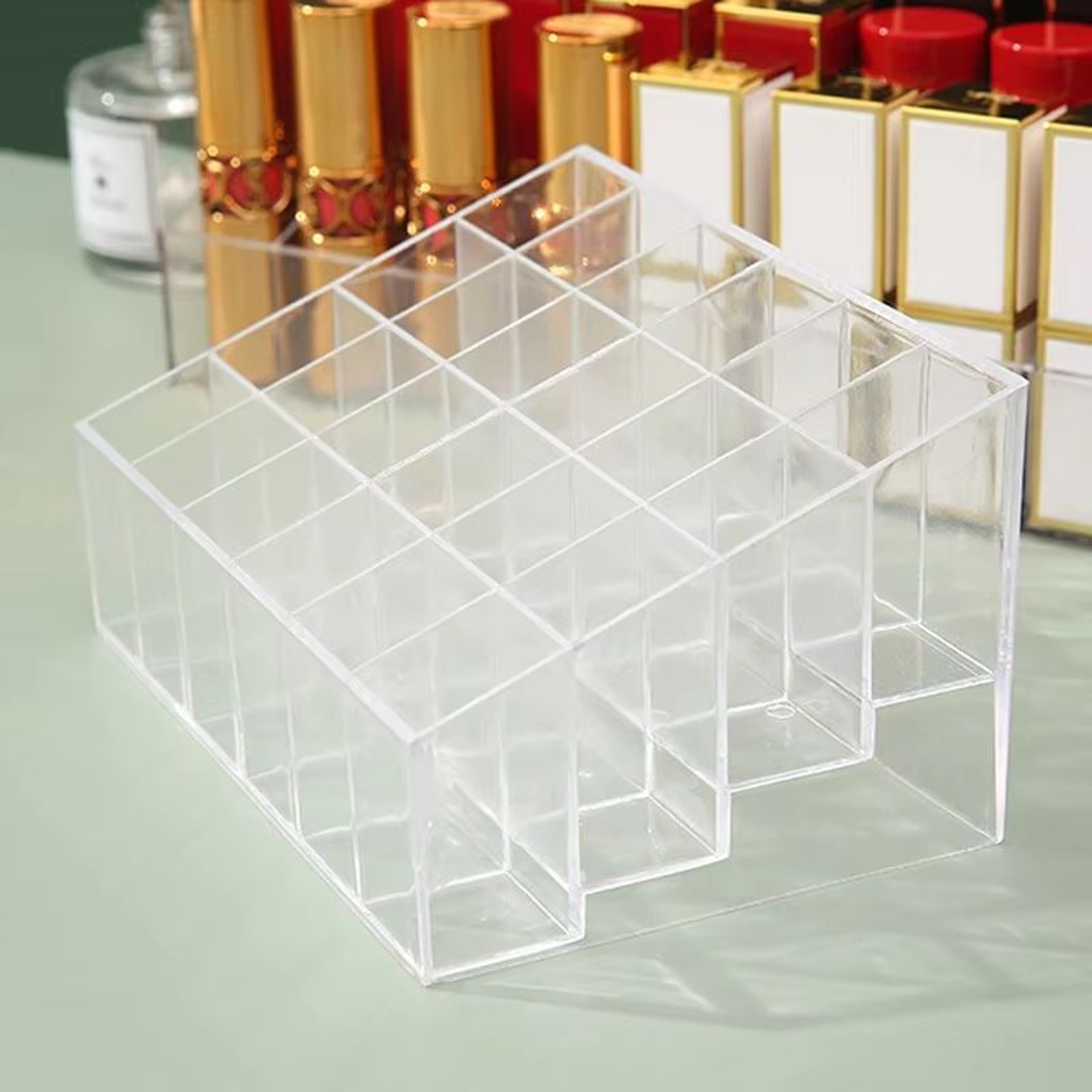 24 Grid Acrylic Lipstick Organizer Clear Makeup Storage Display Holder 1