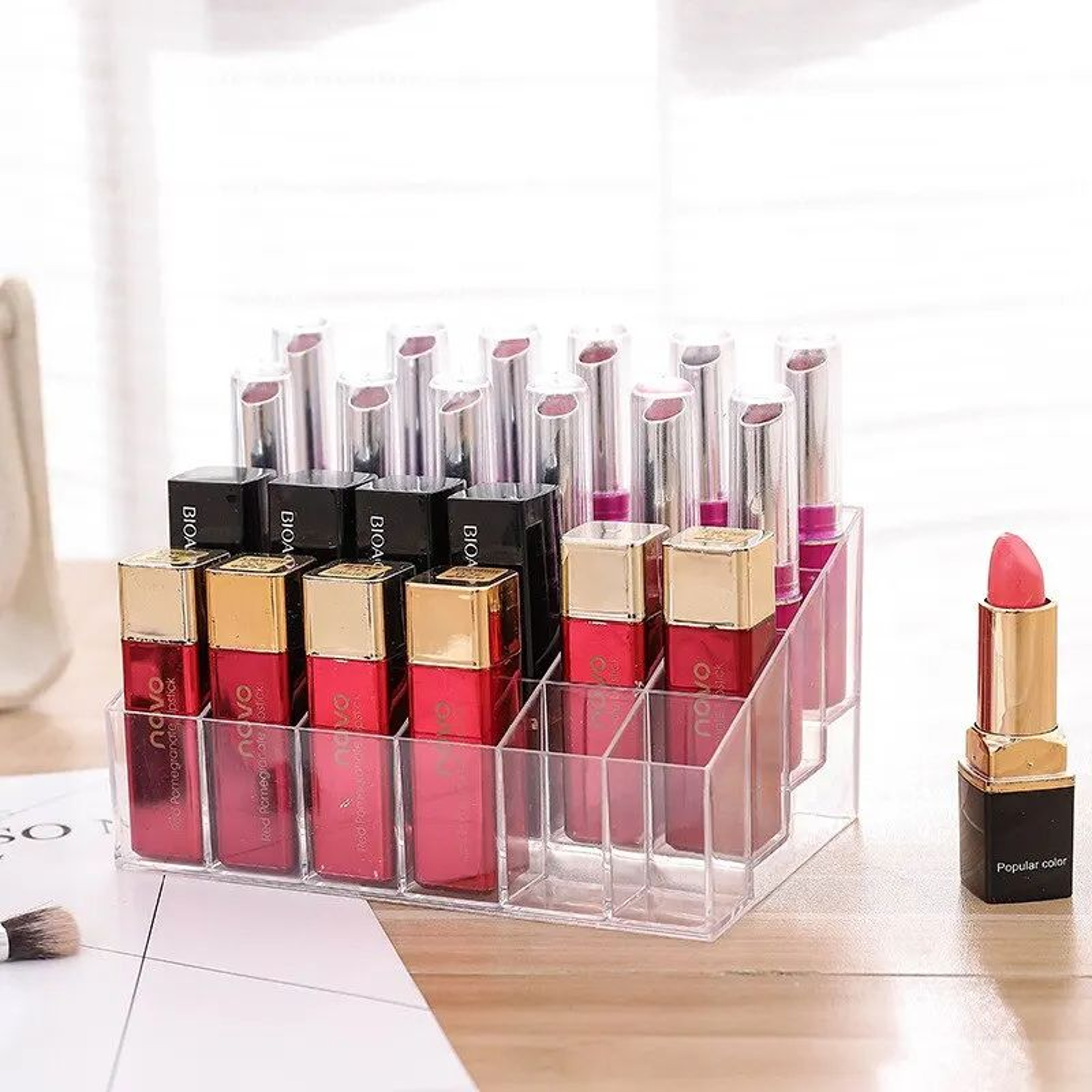 24 Grid Acrylic Lipstick Organizer Clear Makeup Storage Display Holder 3