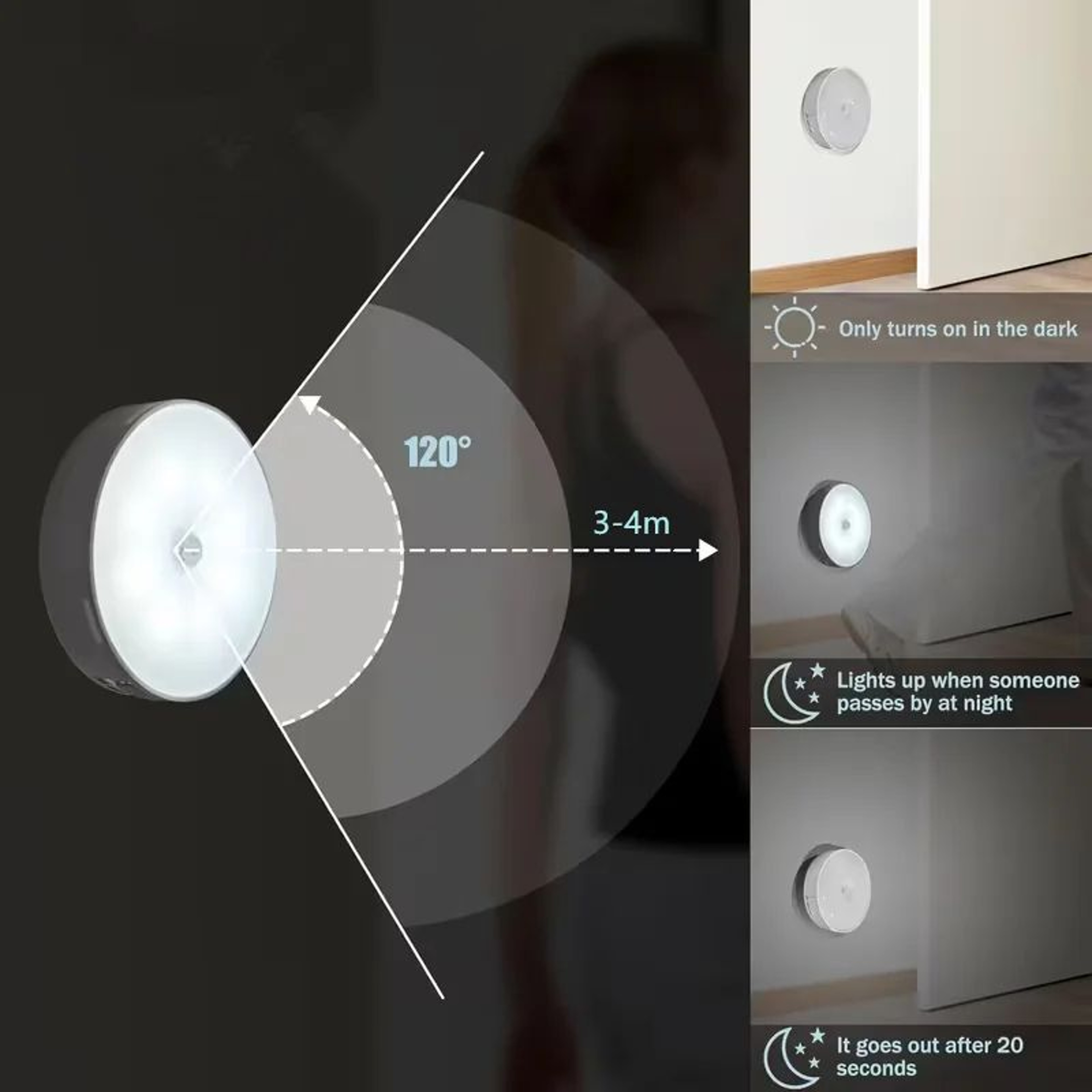 Wireless Motion Sensor Night Light LED Auto On Off Closet And Stair Light 5