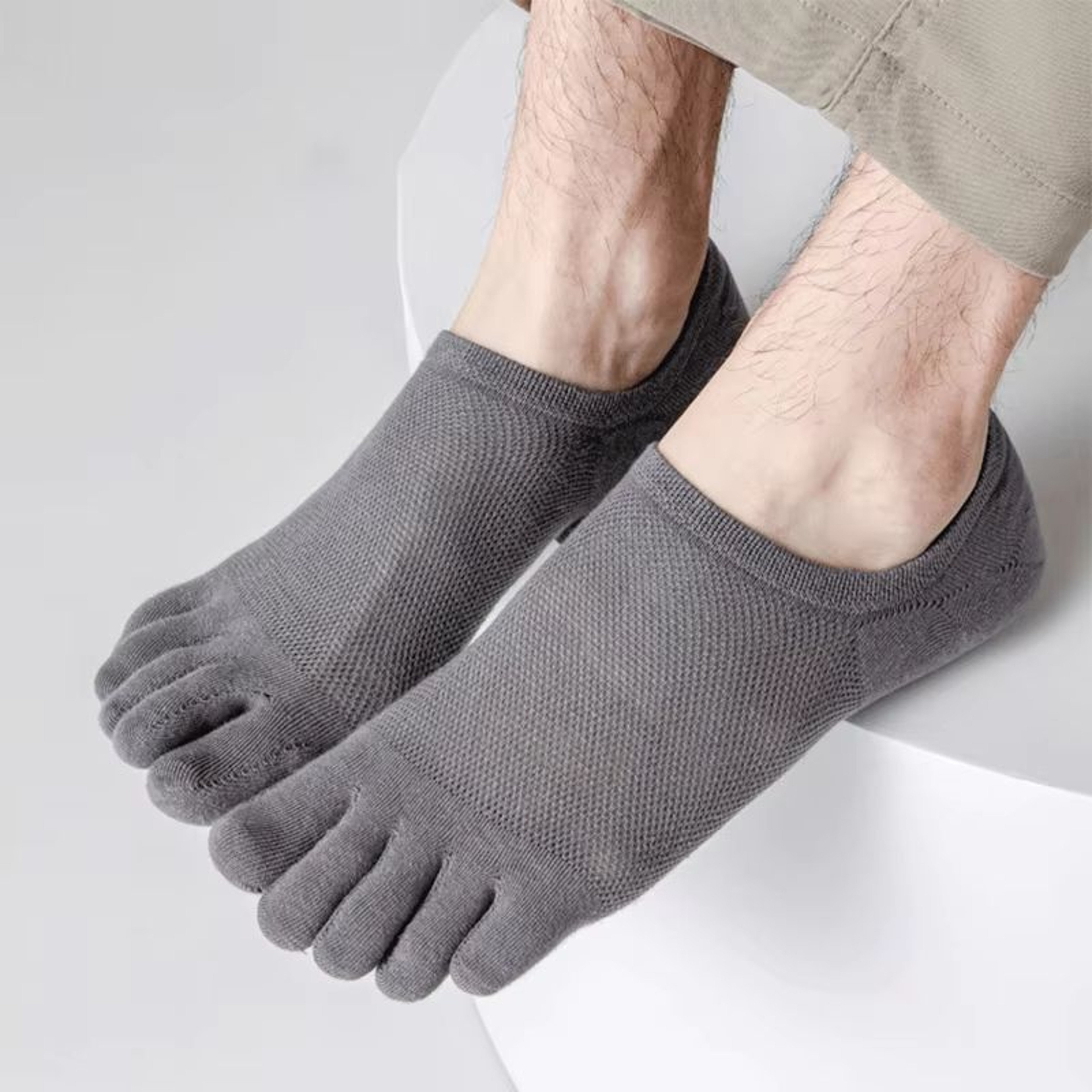 Mens Five Toe Socks Breathable Sweat Absorbing Odor Resistant Finger Socks Set 2