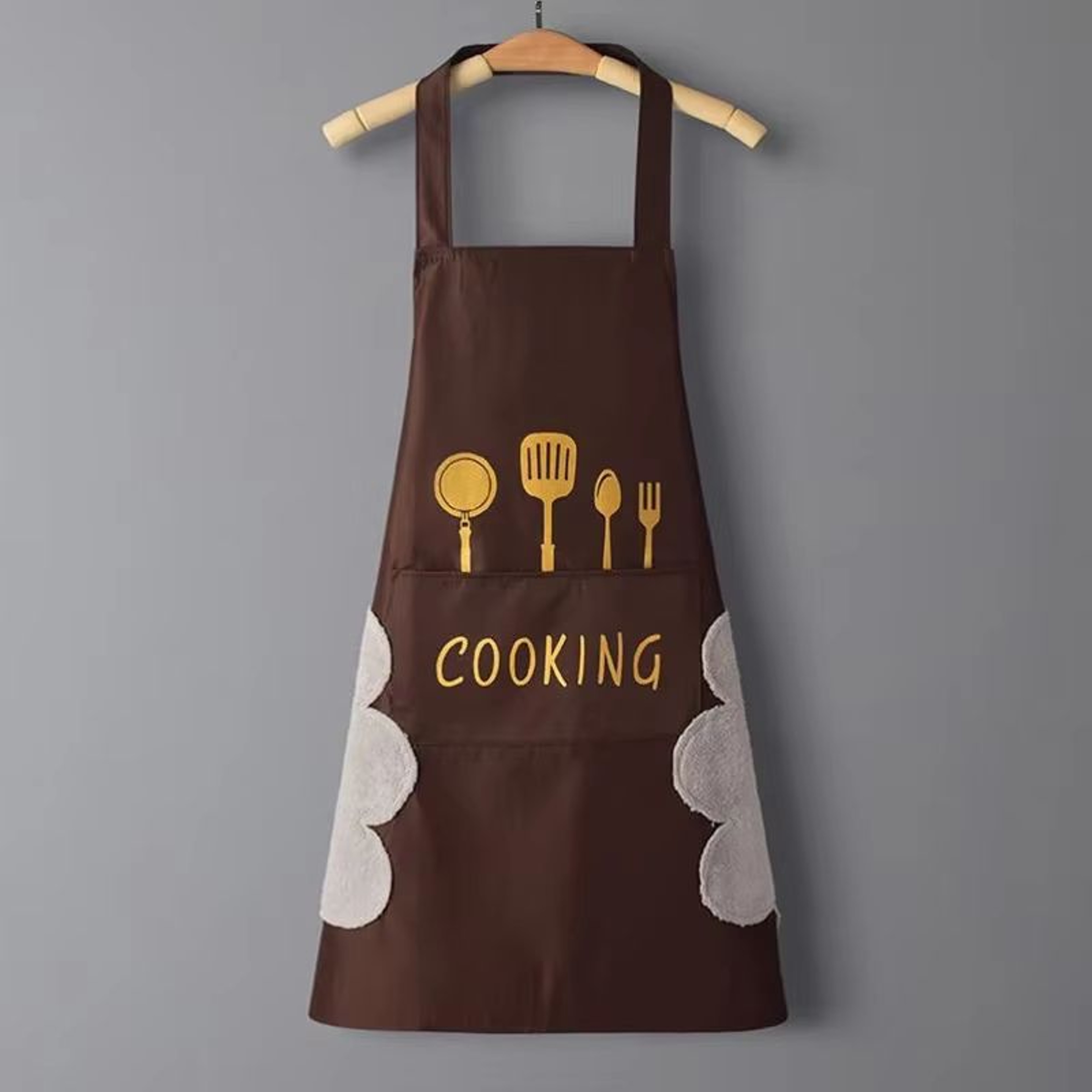 Waterproof Oilproof Kitchen Apron With Hand Wipe Panel For Cooking And Cleaning 8