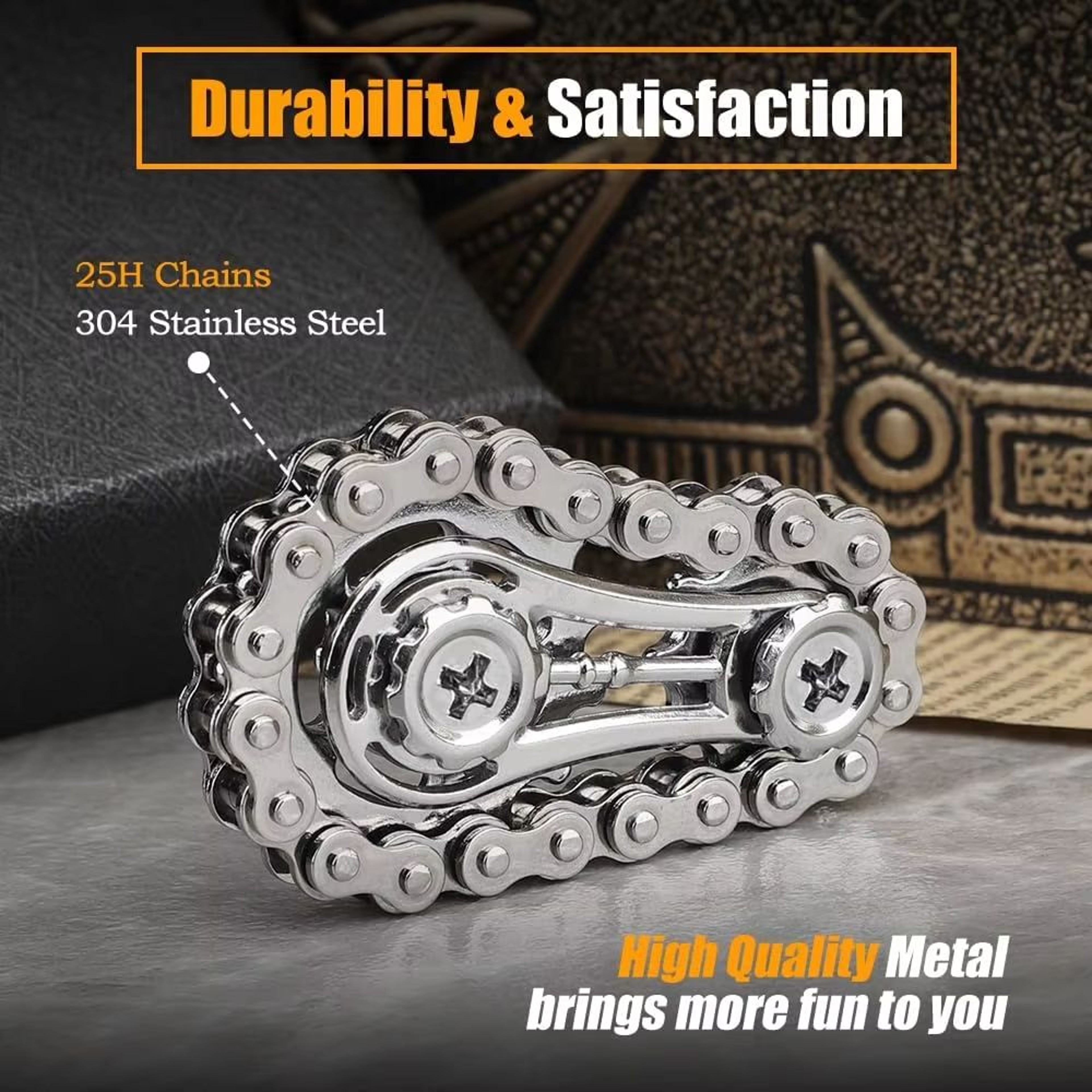 Metal Bike Chain Fidget Spinner Sprocket Gyro Stress Relief EDC Focus Toy 1