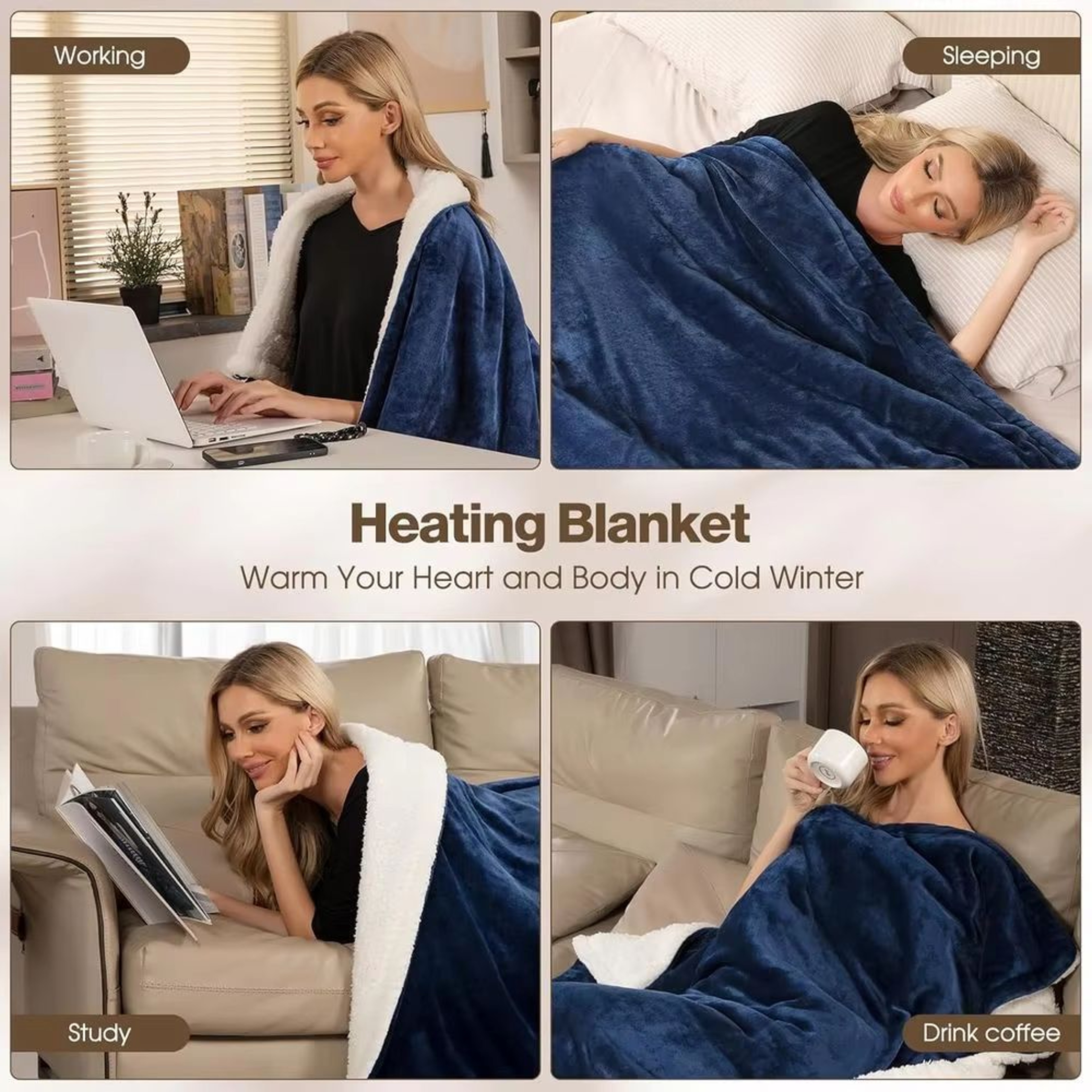 Queen Size Electric Heated Blanket 84x90 With 6 Heat Levels Auto Off Washable Cozy Bed Warmer 5