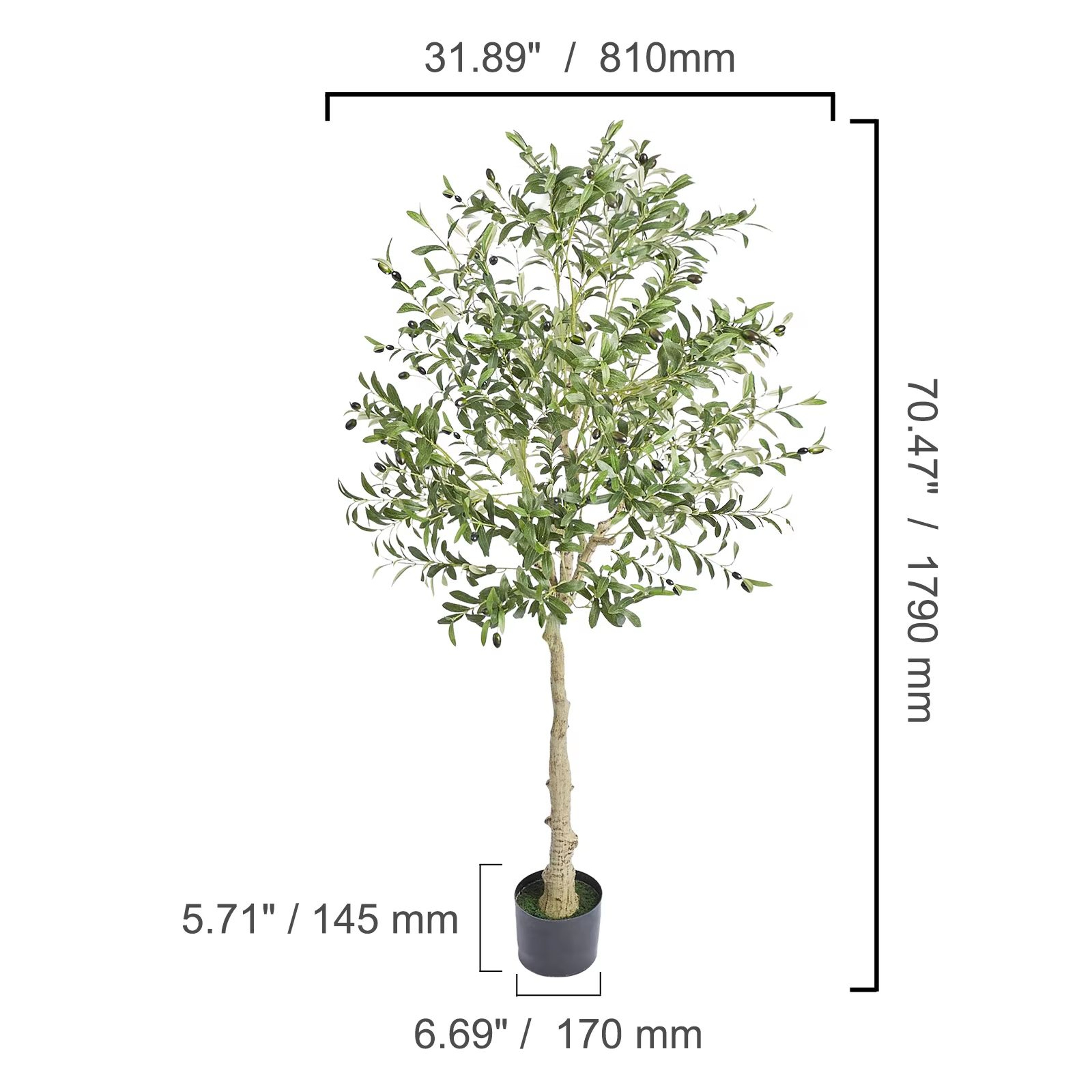 46FT Artificial Olive Tree In Pot With AntiTip Base For Realistic Indoor Outdoor Decor 9