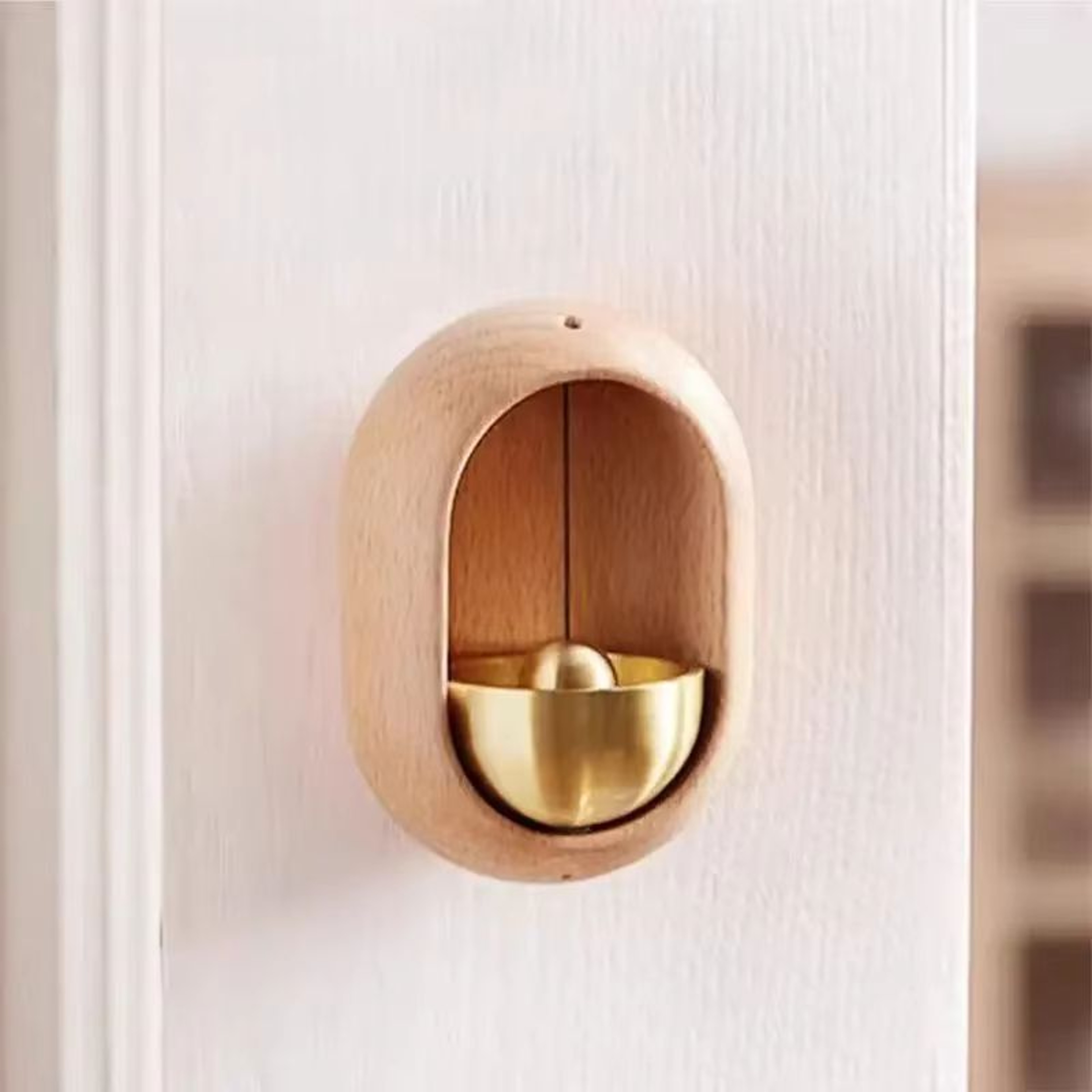 Vintage Walnut Wood Doorbell Chime Brass Wind Bell Entry Decor 8