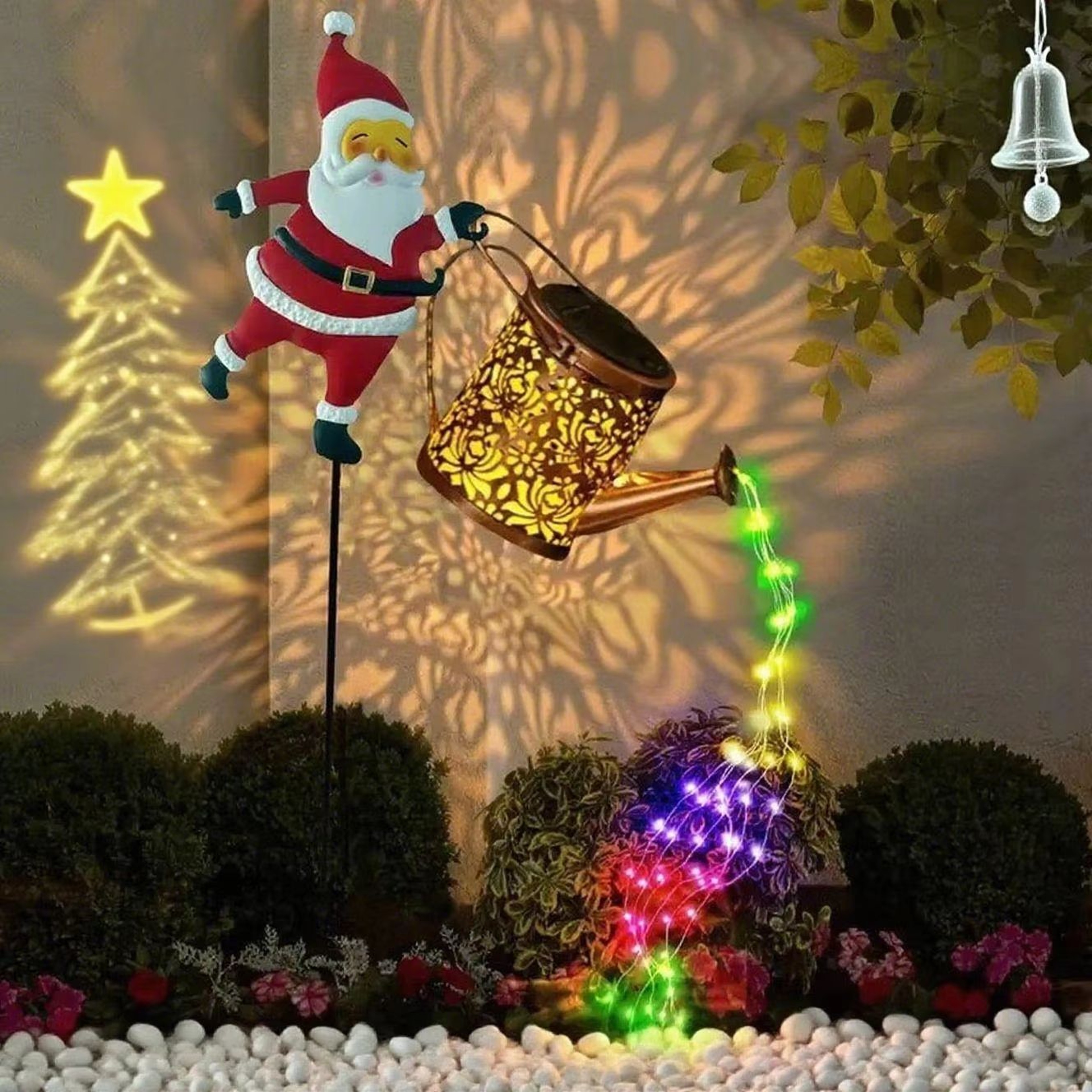Solar Snowman Watering Can Light LED Garden Decor Outdoor Hanging Lantern 7