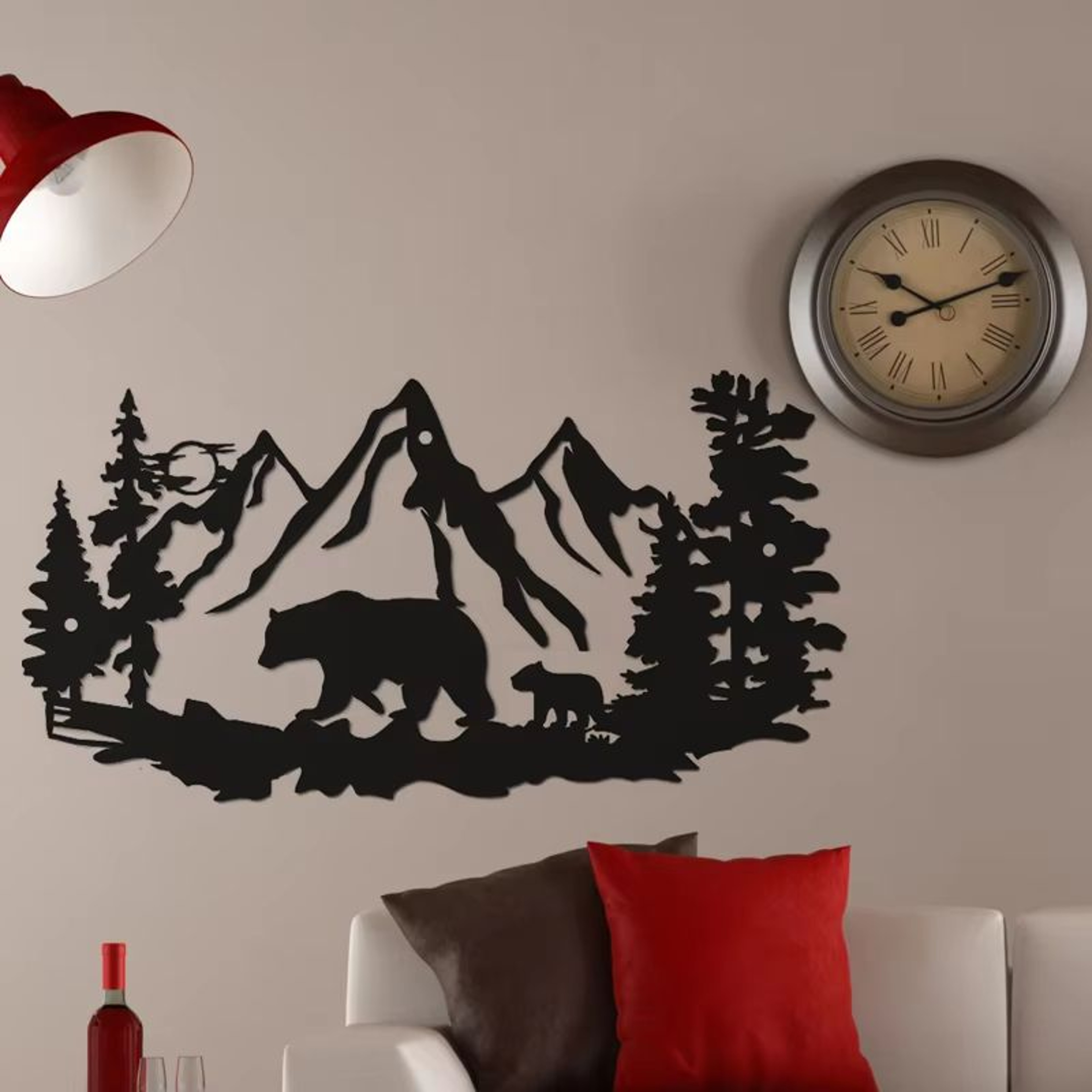 Rustic Bear Metal Wall Art Pine Tree Cabin Lodge Decor 1