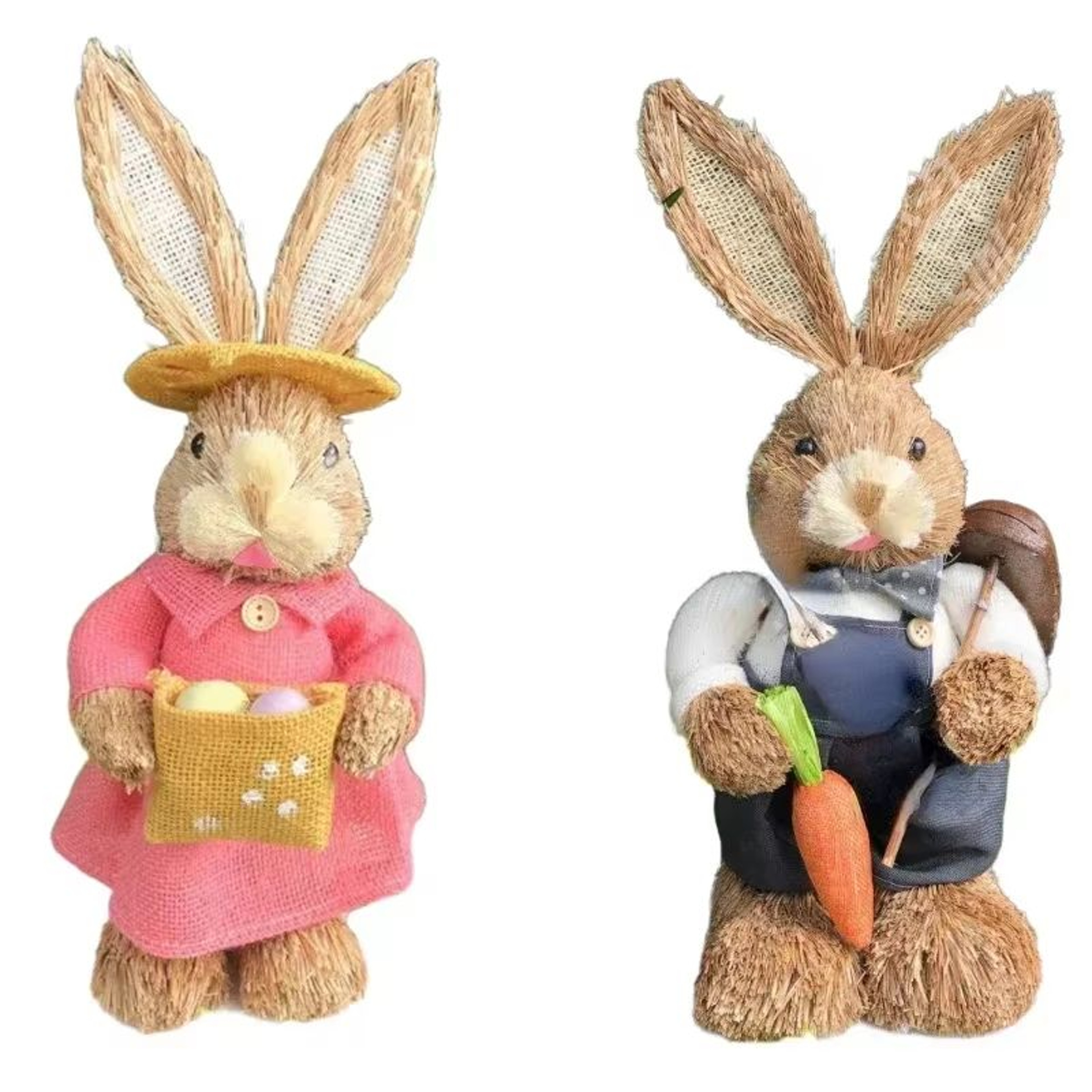 Charming Easter Bunny Cattail Figurine Rustic Spring Home Decoration 15