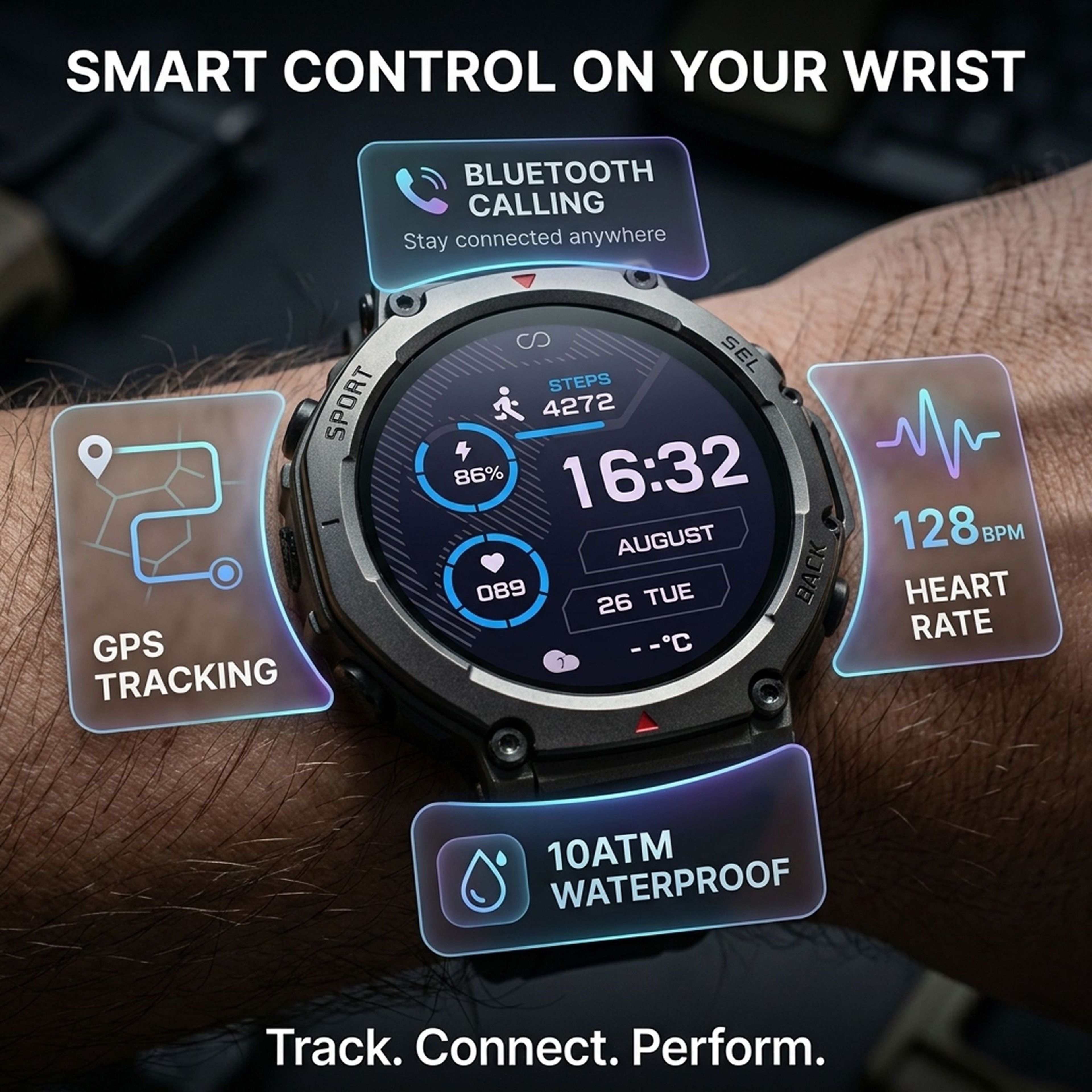 Military Smartwatch With Bluetooth Calling  Builtin GPS Compass Altimeter  10ATM Waterproof Sports  1