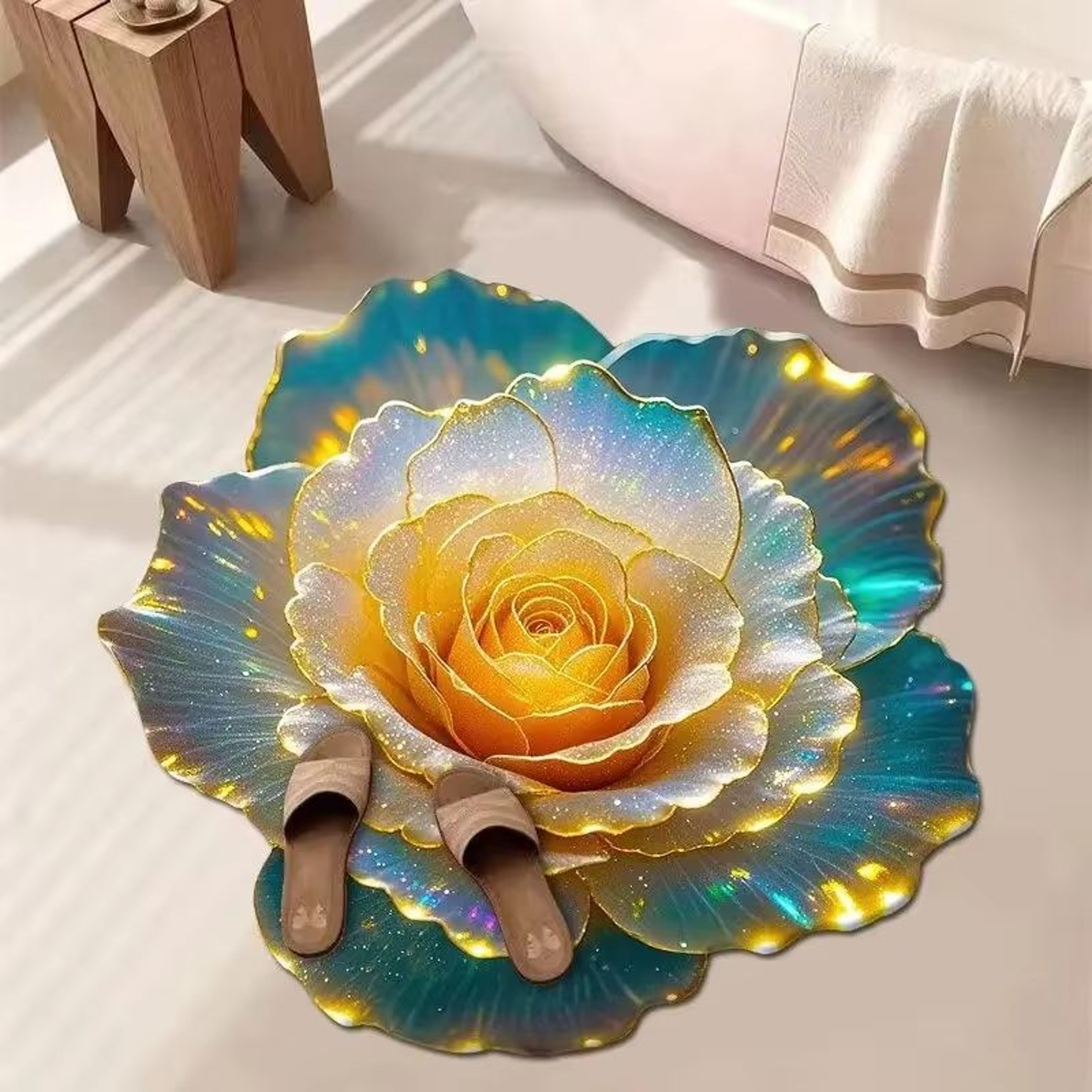 Soft Floral Area Rug  Absorbent Vintage Carpet For Bedroom Living Room  Bathroom 0