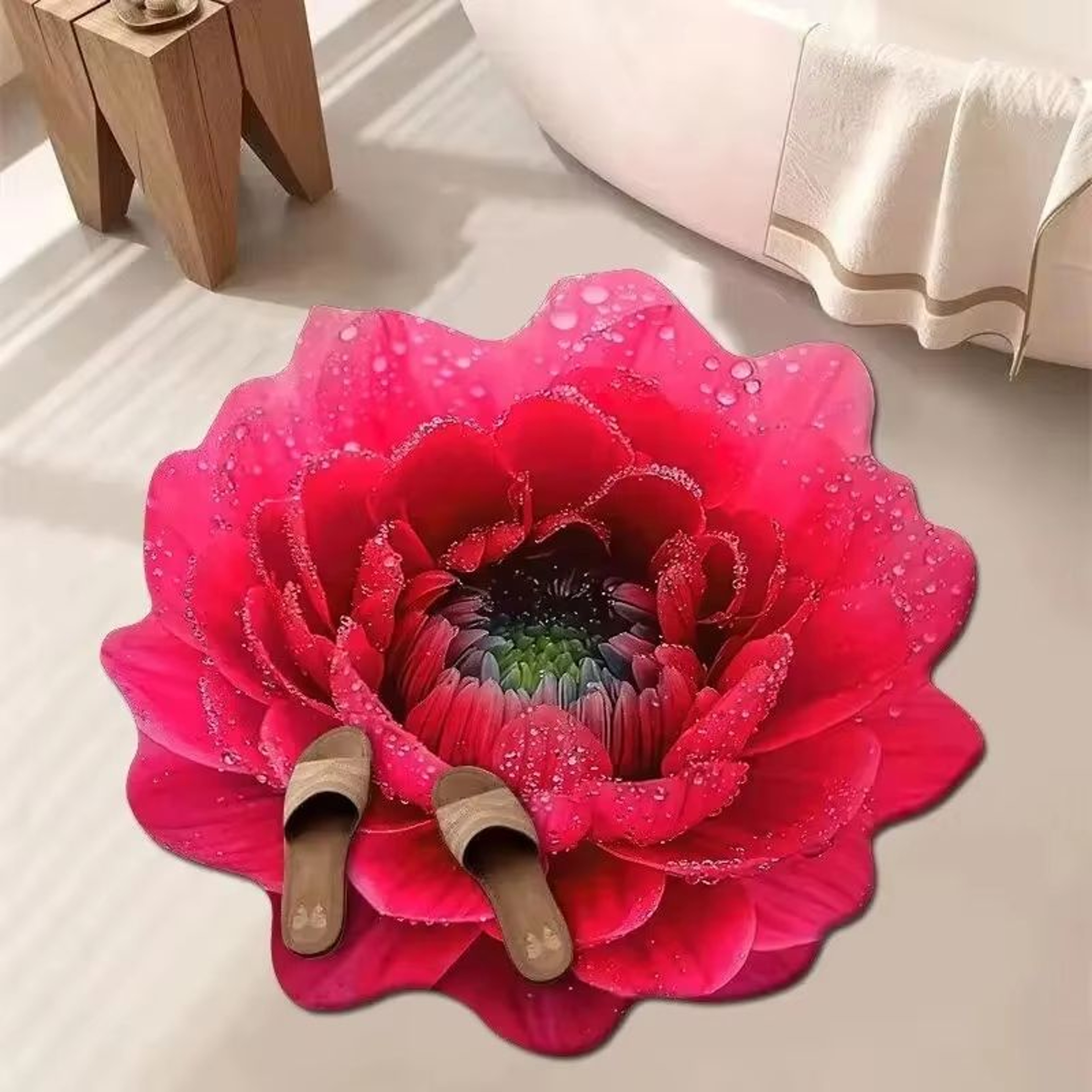 Soft Floral Area Rug  Absorbent Vintage Carpet For Bedroom Living Room  Bathroom 2